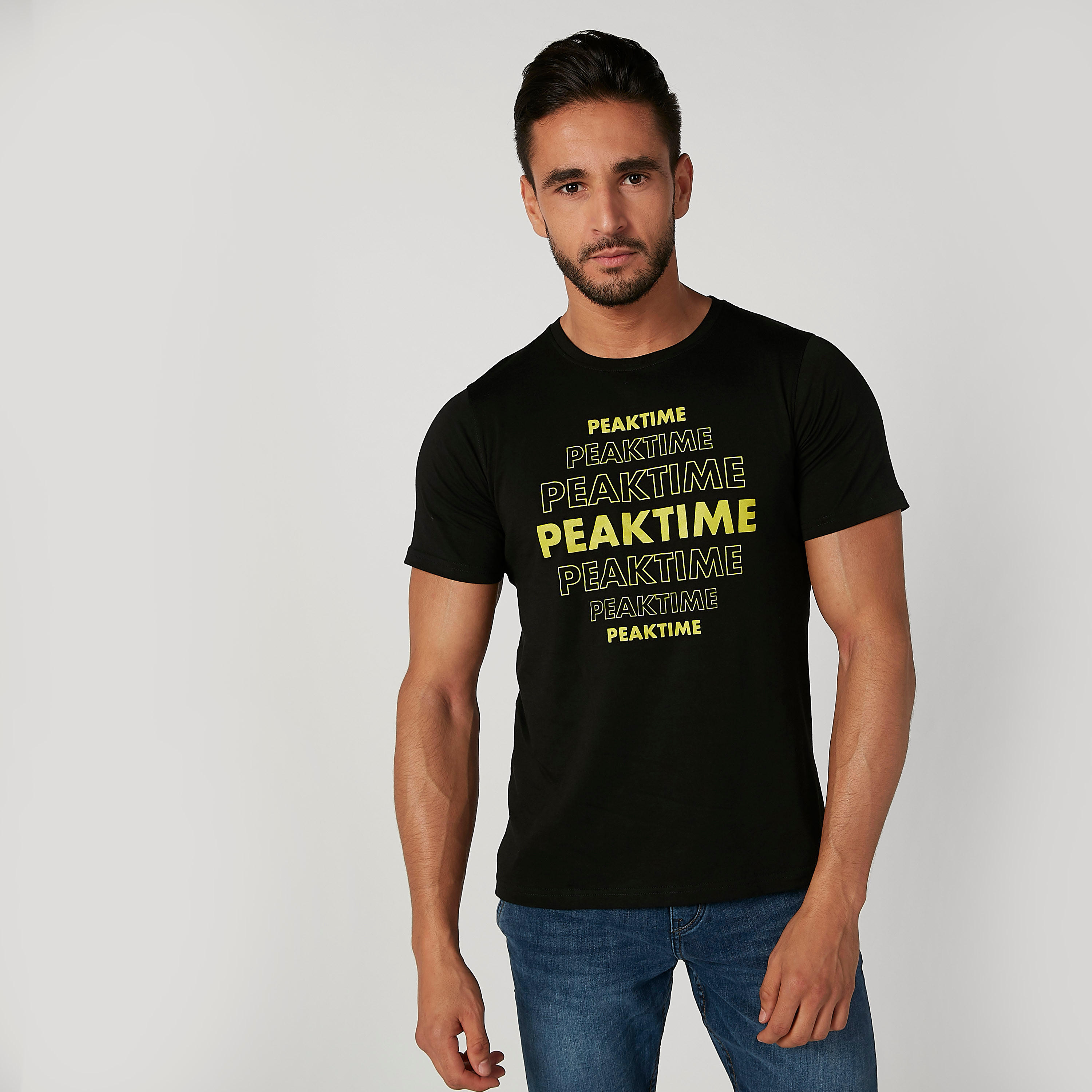 تيشيرت سليم بياقة مستديرة وأكمام قصيرة وطبعات-men-clothing-tshirtsandpolos-tshirts-image-1