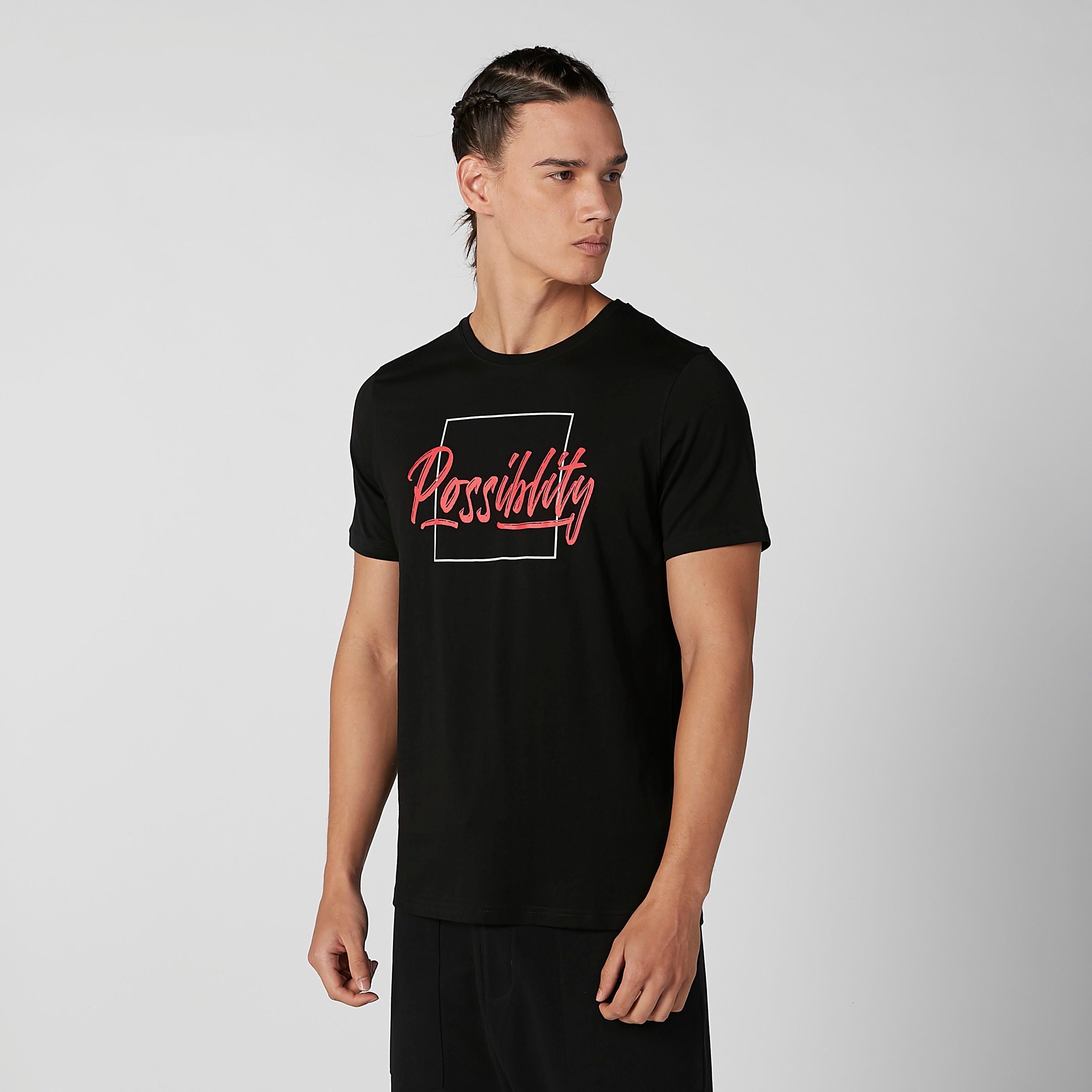 Slim Fit Typographic Printed T-shirt with Short Sleeves-men-clothing-tshirtsandpolos-tshirts-image-1