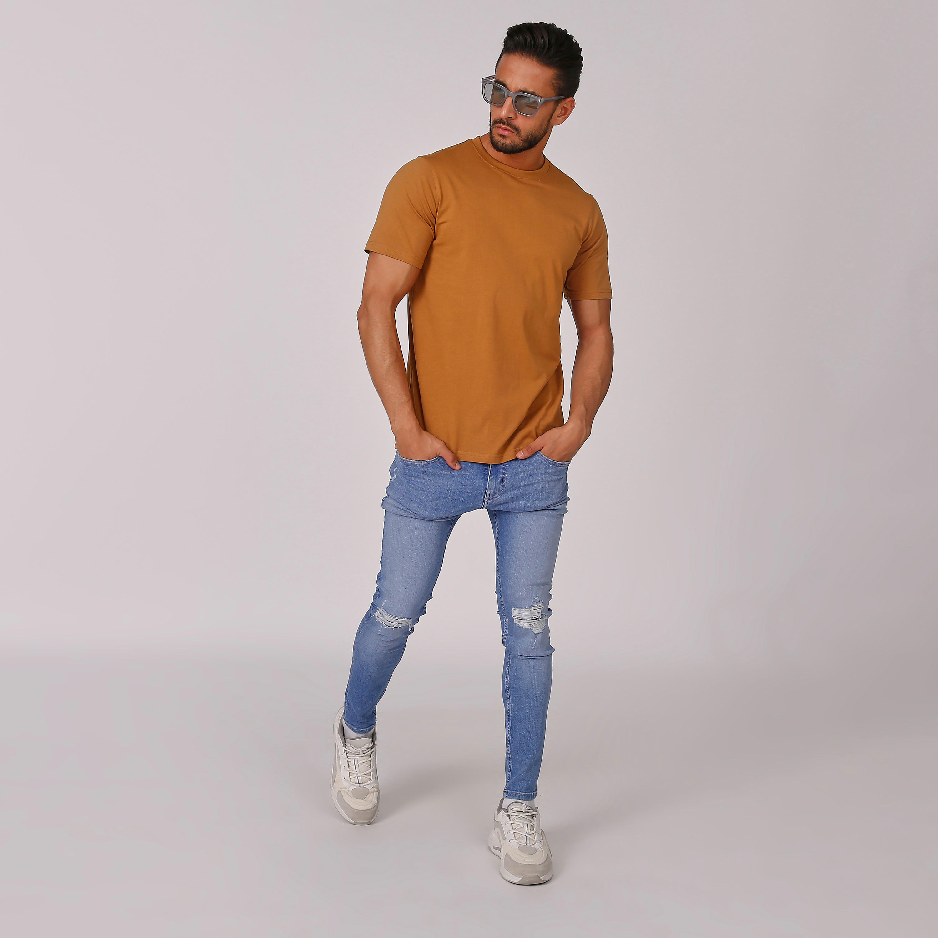 Plain T-shirt with Round Neck and Short Sleeves-men-clothing-tshirtsandpolos-tshirts-image-3