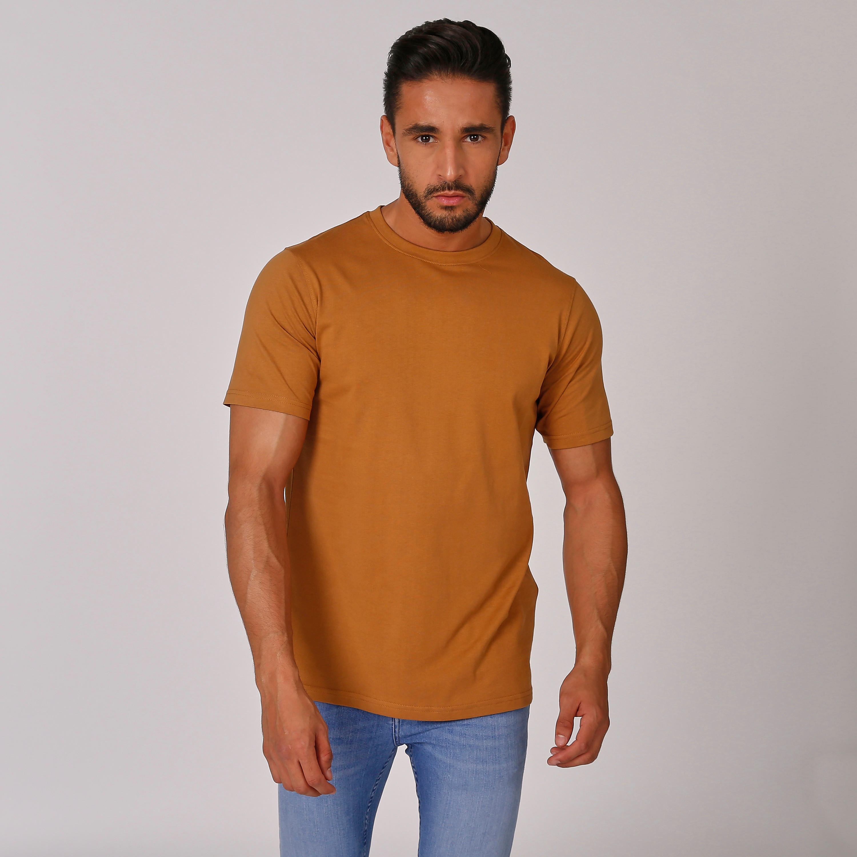 تيشيرت سادة بياقة مستديرة وأكمام قصيرة-men-clothing-tshirtsandpolos-tshirts-image-4