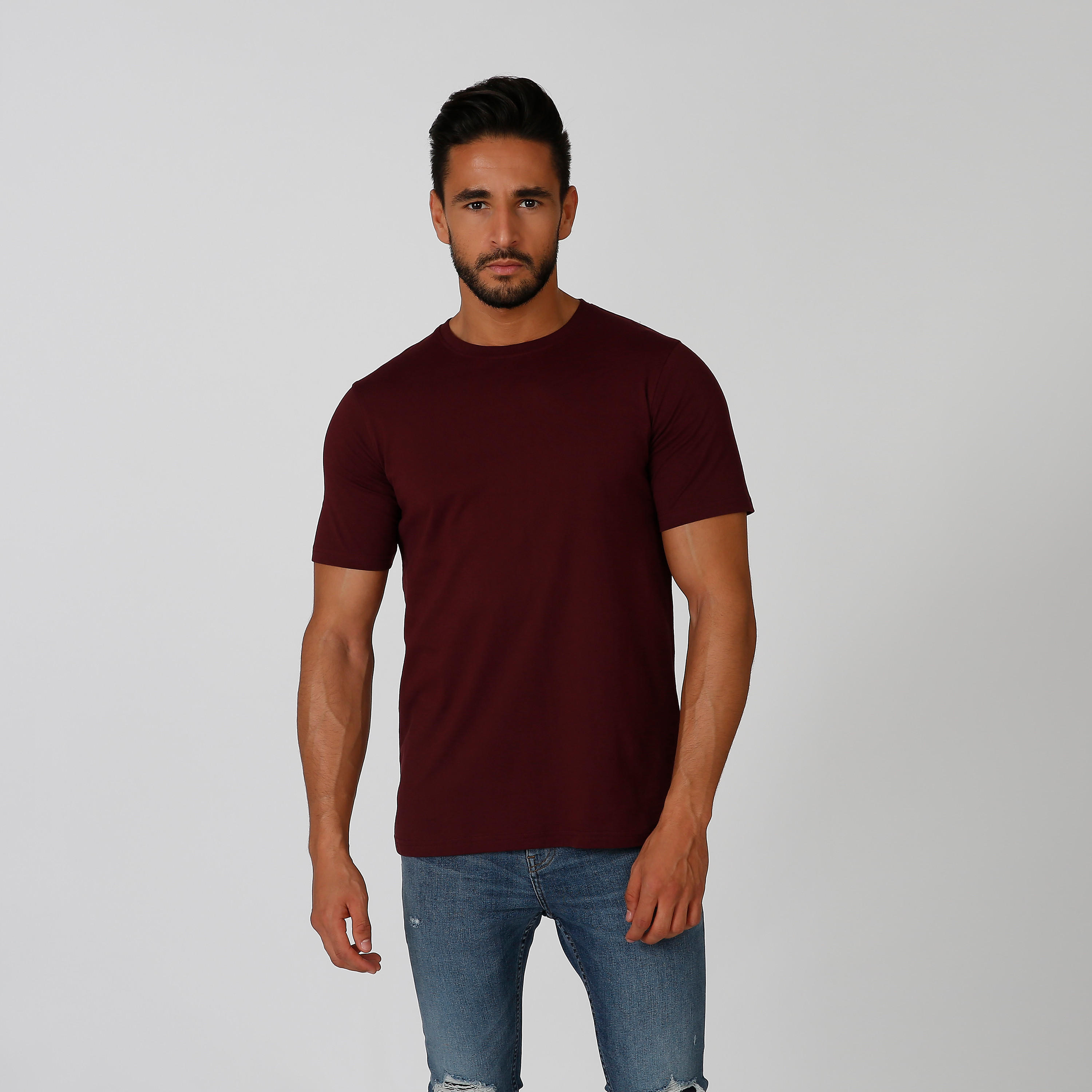 تيشيرت سادة بياقة مستديرة وأكمام قصيرة-men-clothing-tshirtsandpolos-tshirts-image-5