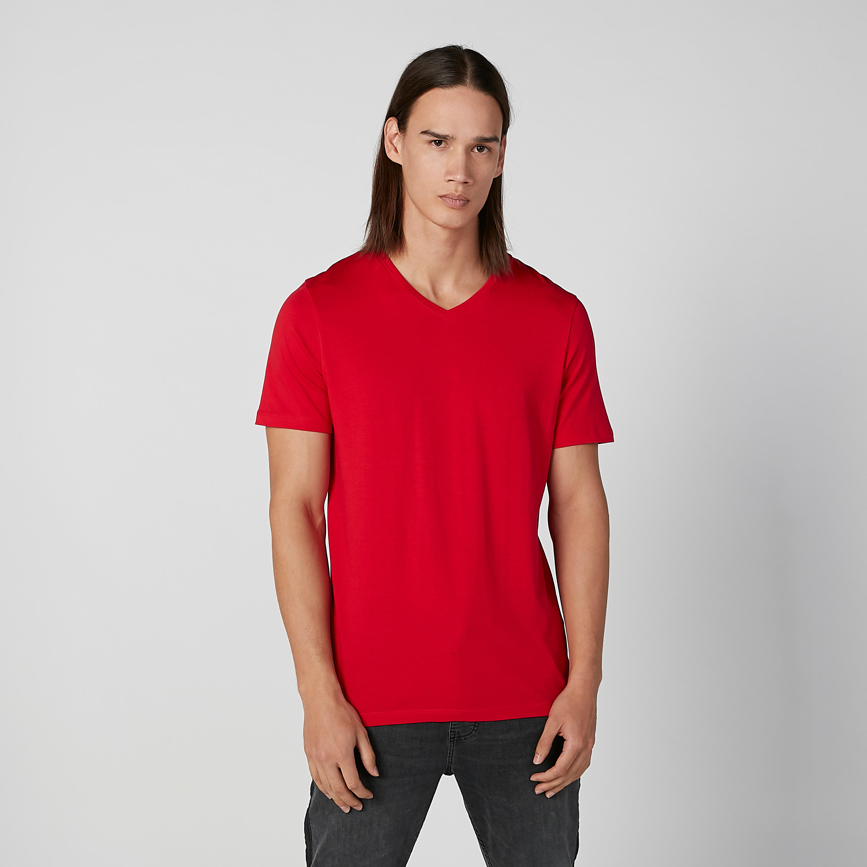 تيشيرت سادة بياقة V وأكمام قصيرة-men-clothing-tshirtsandpolos-tshirts-image-3