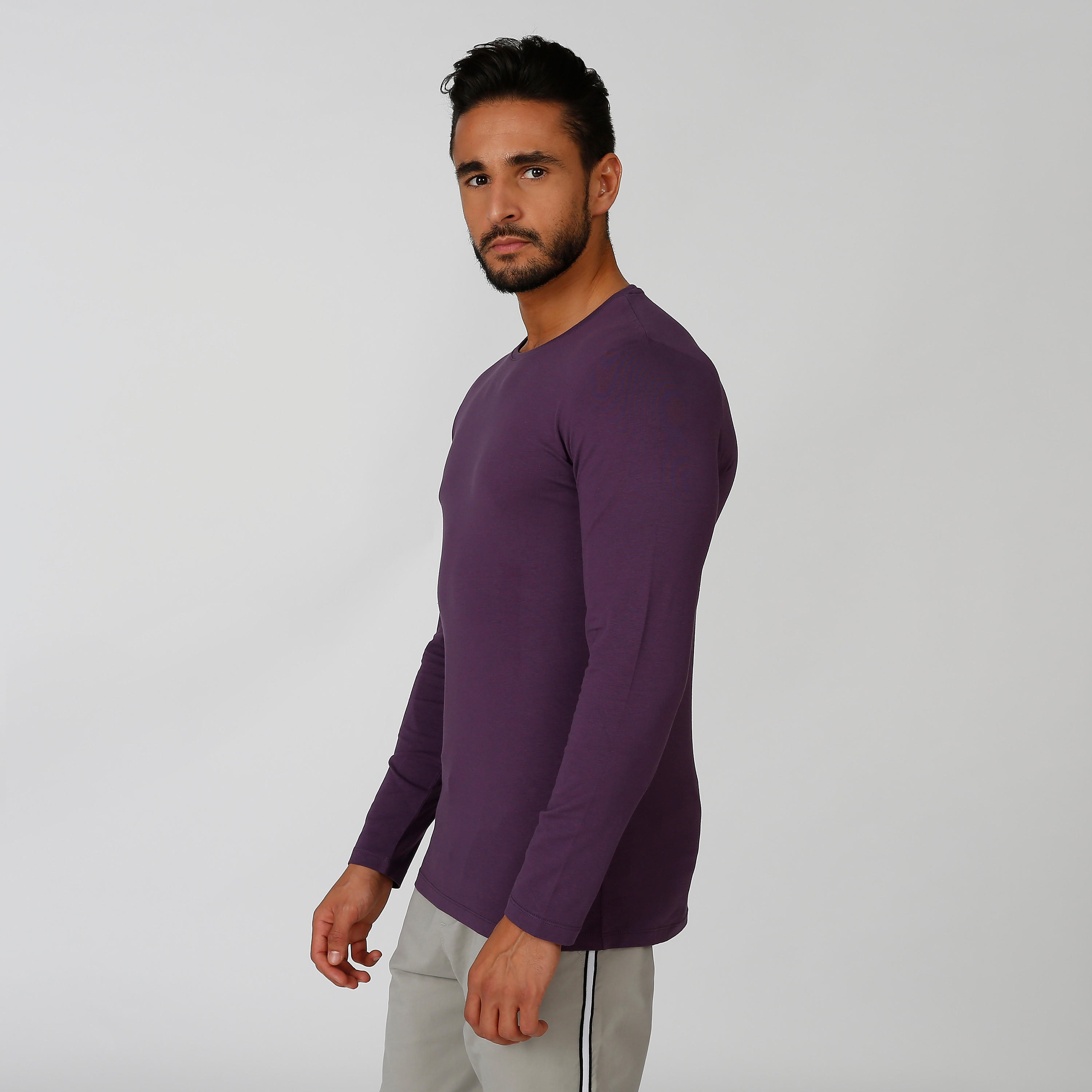 تيشيرت سادة بياقة مستديرة وأكمام طويلة-women-clothing-tshirts-image-2