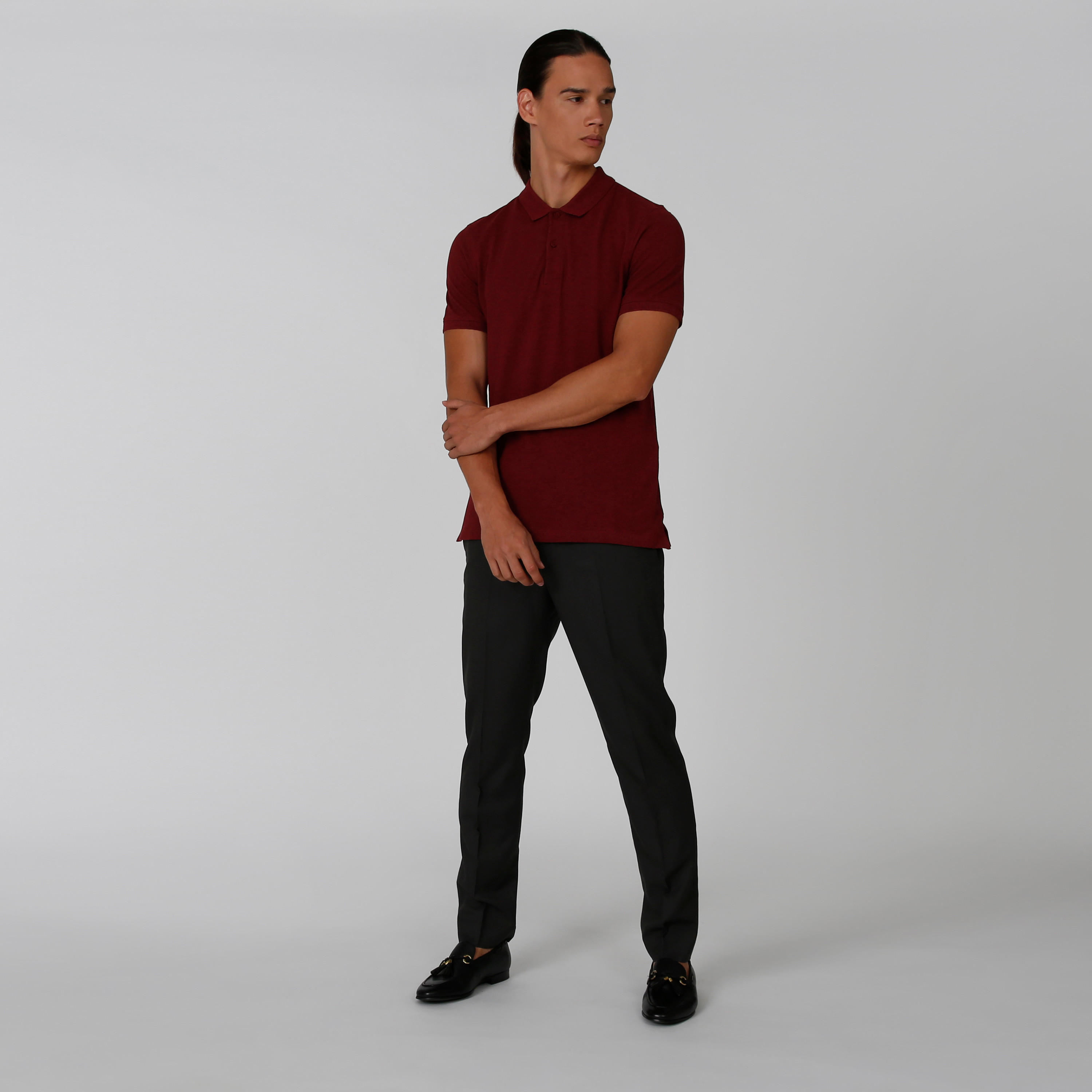 Plain T-shirt with Polo Neck and Short Sleeves-men-clothing-tshirtsandpolos-polos-image-2