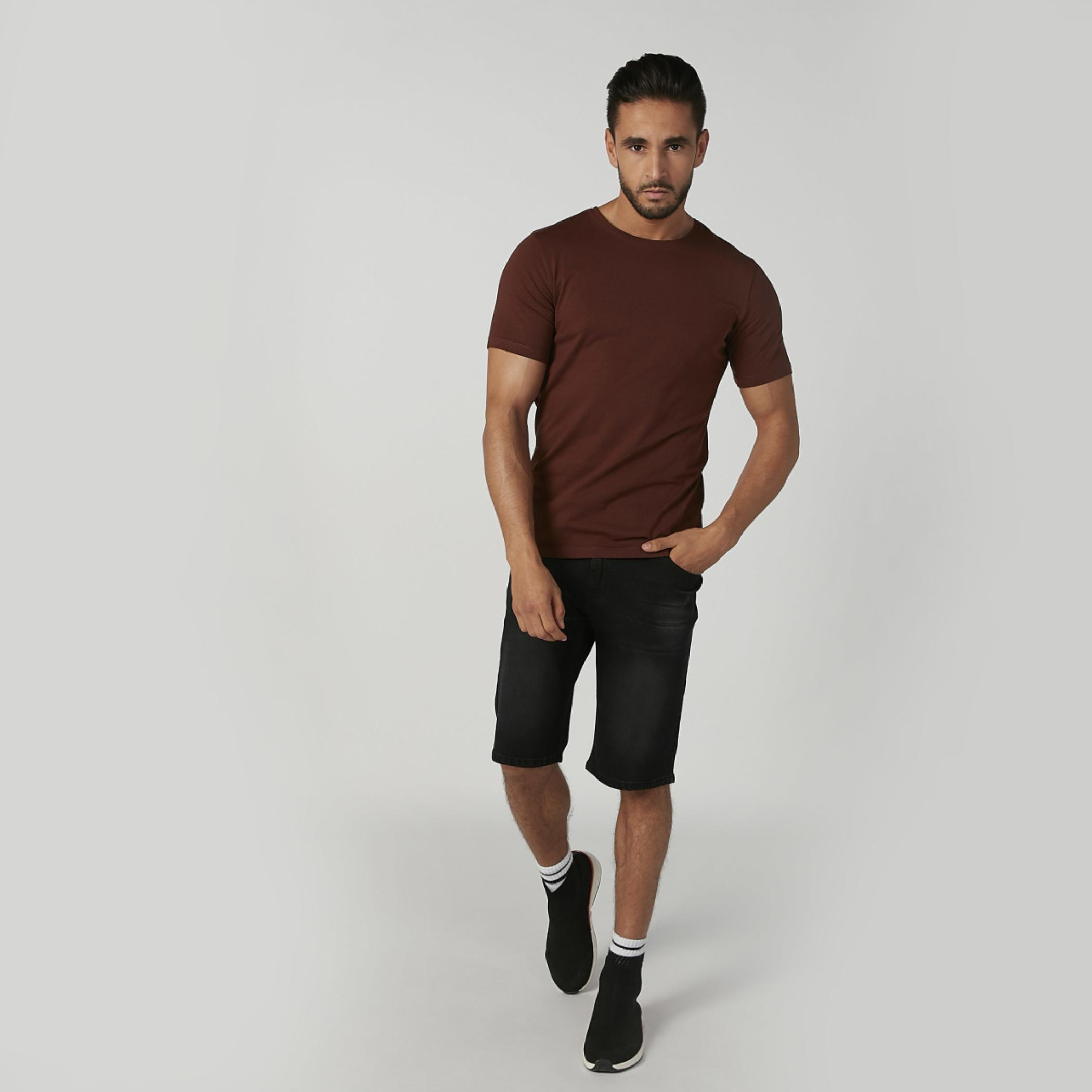 Plain T-shirt with Round Neck and SHort Sleeves-men-clothing-tshirtsandpolos-tshirts-image-3