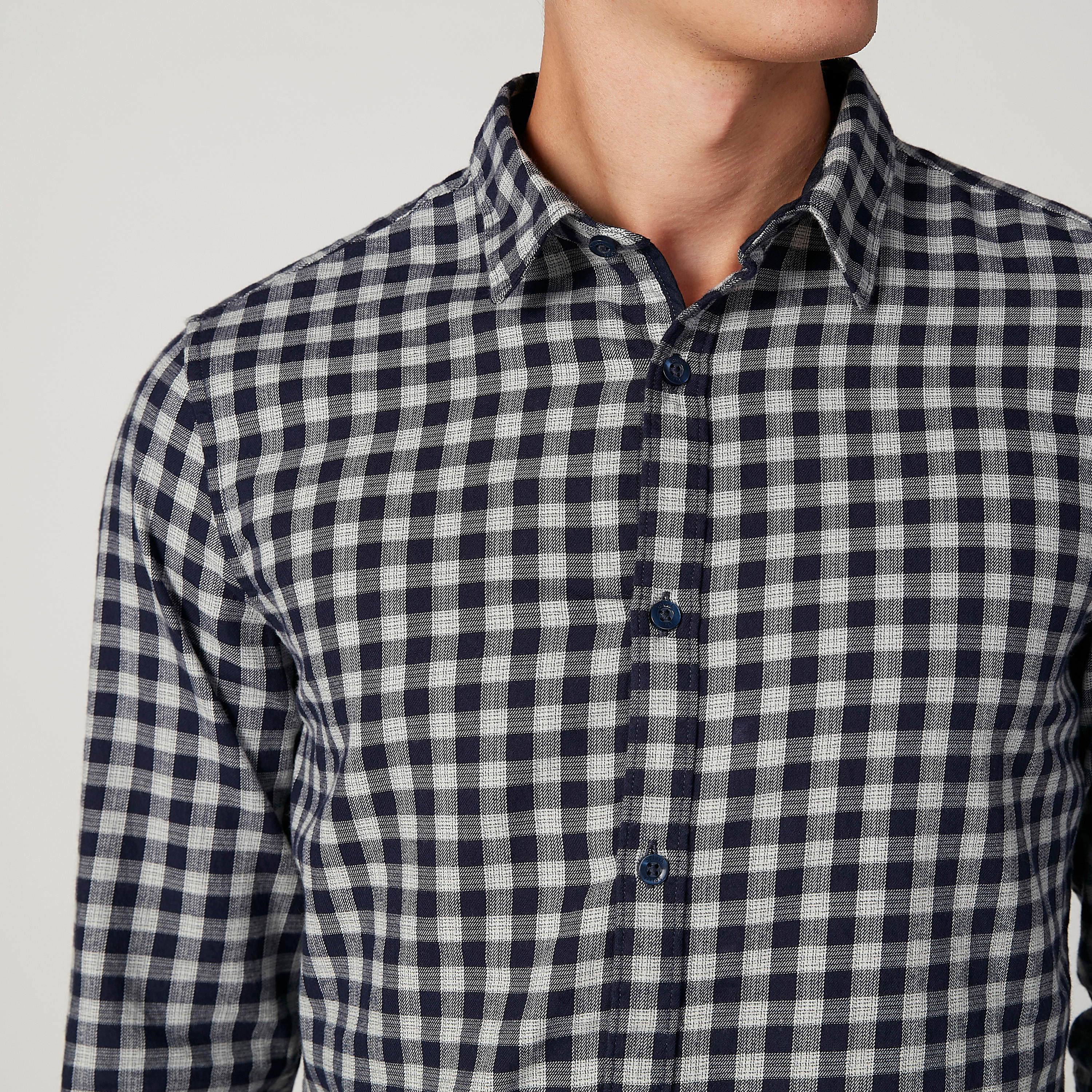 Chequered Shirt with Spread Collar and Long Sleeves-men-clothing-shirts-image-3