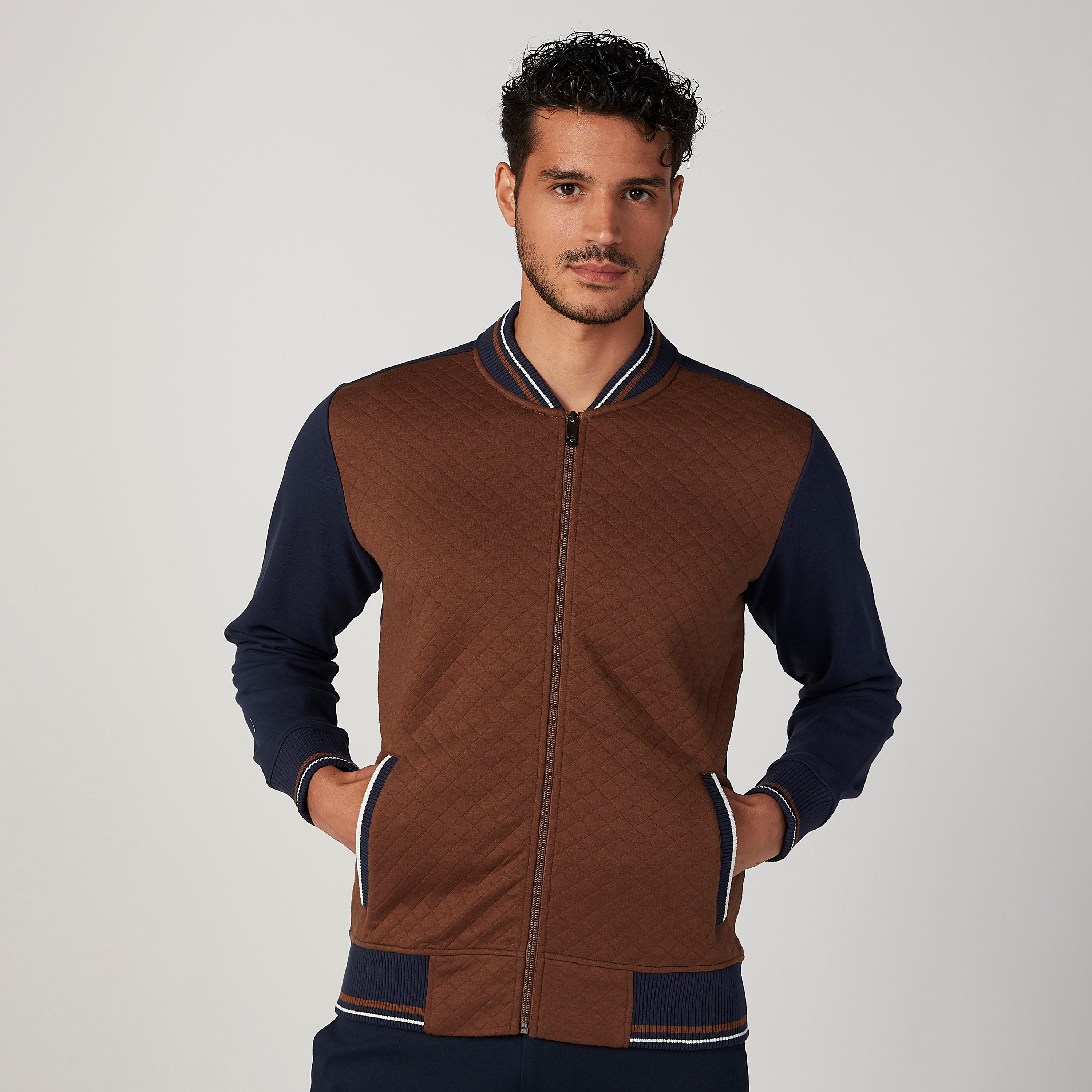 Sustainable Textured Bomber Jacket with Long Sleeves-men-clothing-jacketsandblazers-jackets-image-1