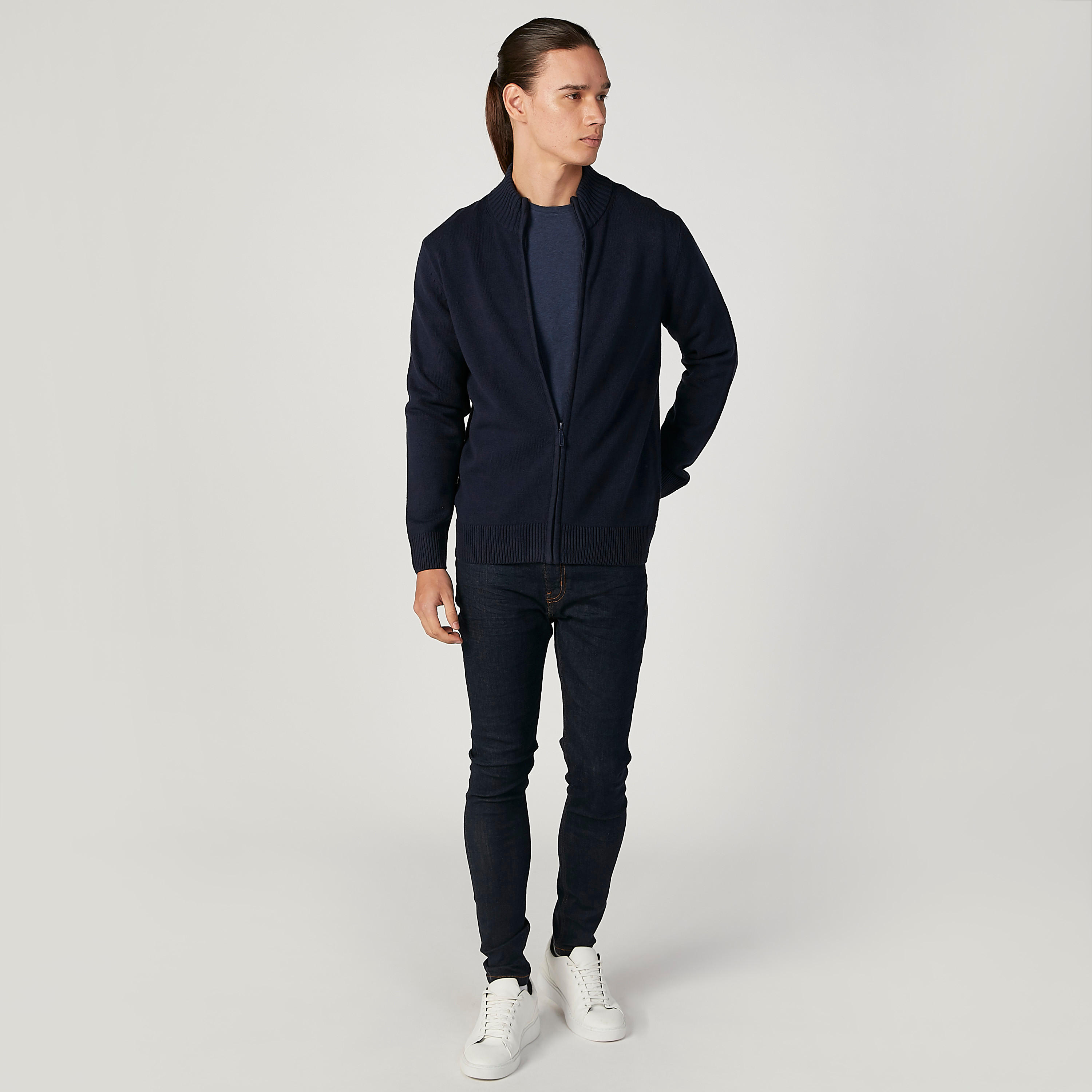 كارديجان بارز الملمس بياقة عالية وأكمام طويلة-men-clothing-sweatersandpullovers-image-2