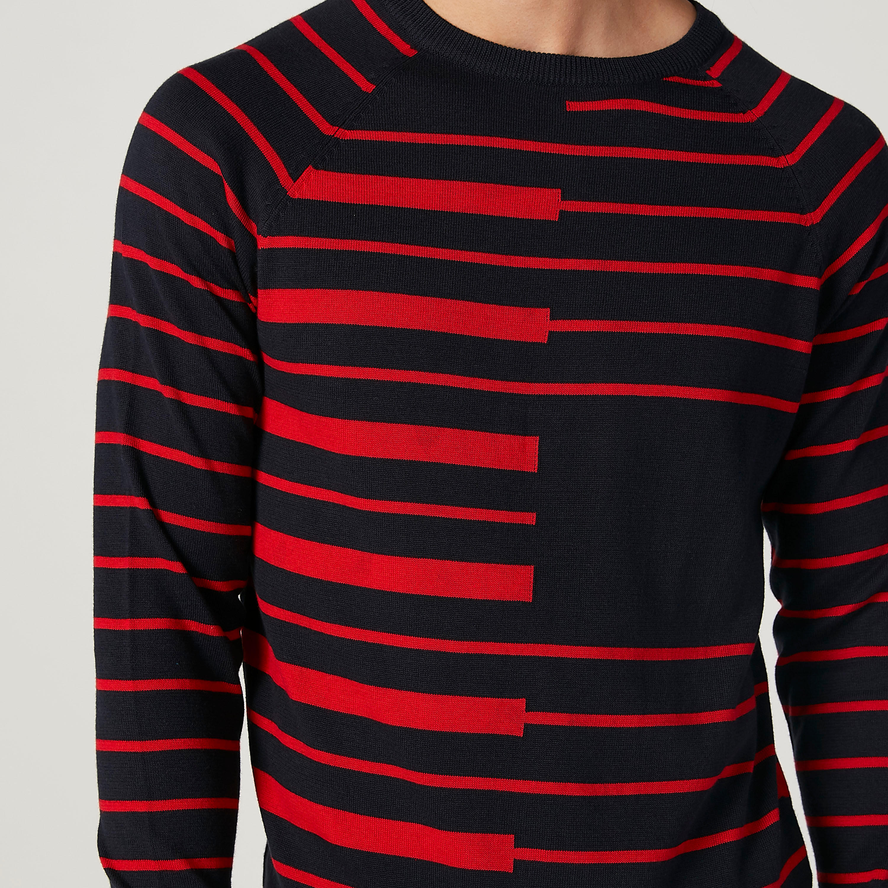 Striped Sweater with Crew Neck and Long Sleeves-men-clothing-sweatersandpullovers-image-3