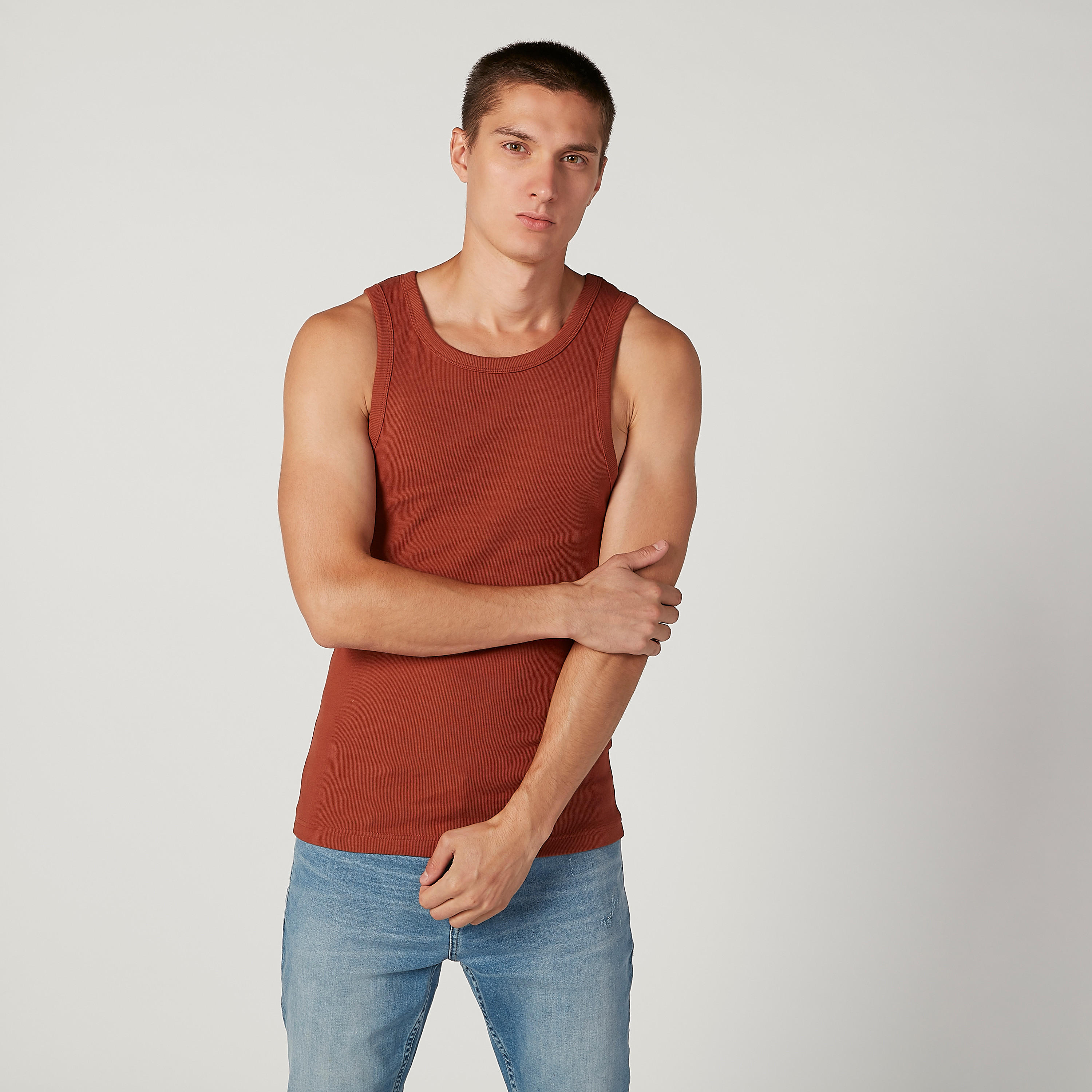 Plain Sleeveless Vest with Scoop Neck-men-clothing-tshirtsandpolos-vests-image-1