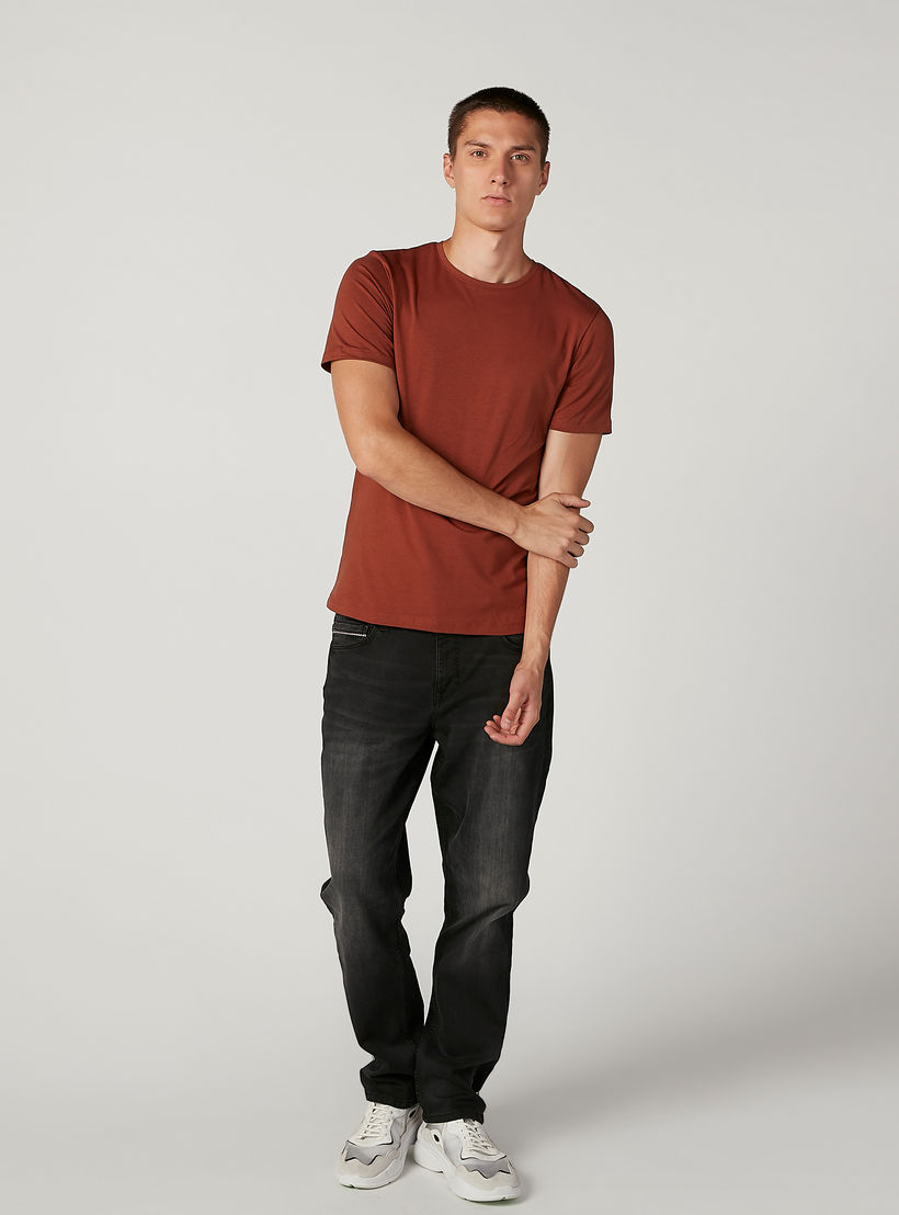 Plain T-shirt with Round Neck and Short Sleeves-men-clothing-tshirtsandpolos-tshirts-image-2