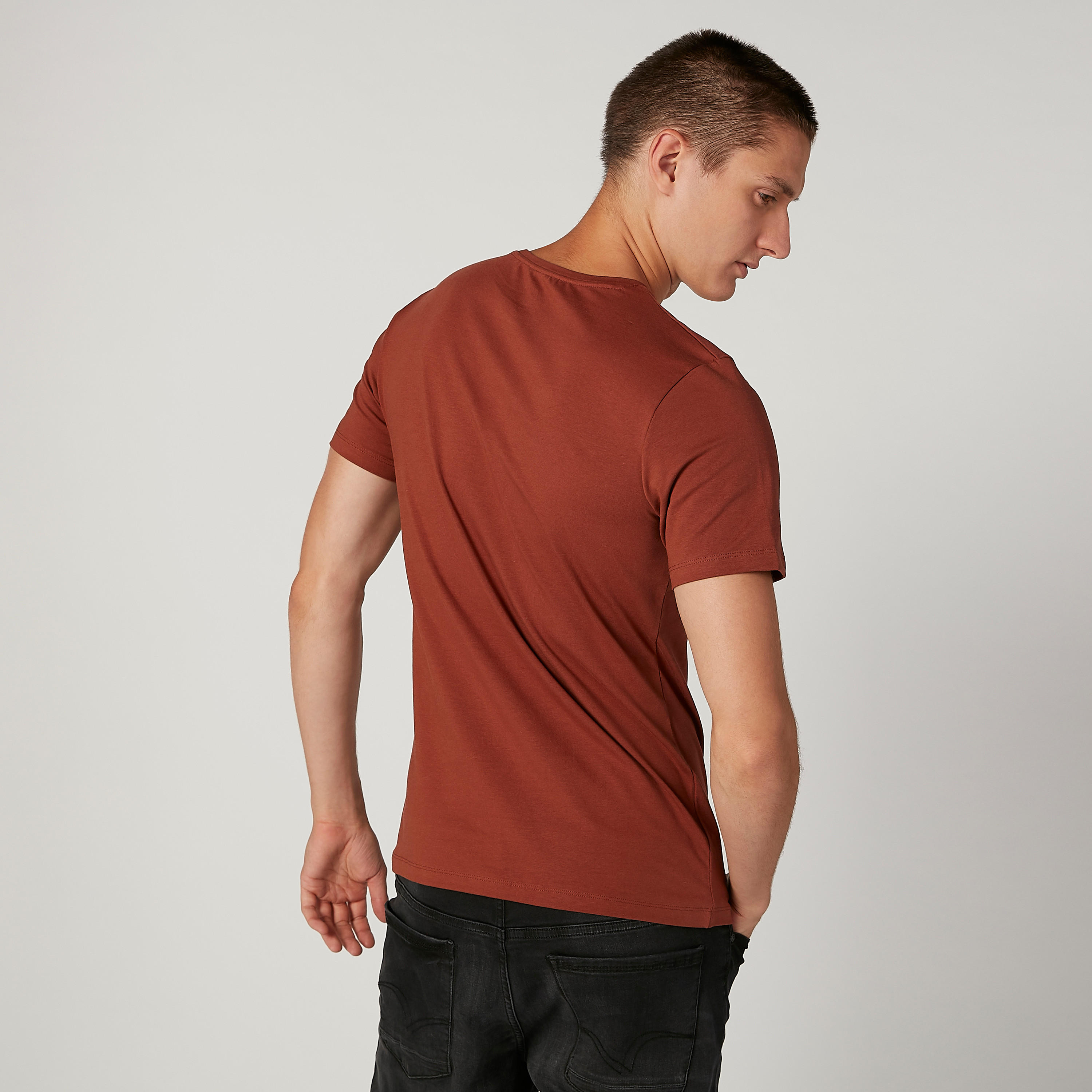 Plain T-shirt with Round Neck and Short Sleeves-men-clothing-tshirtsandpolos-tshirts-image-3