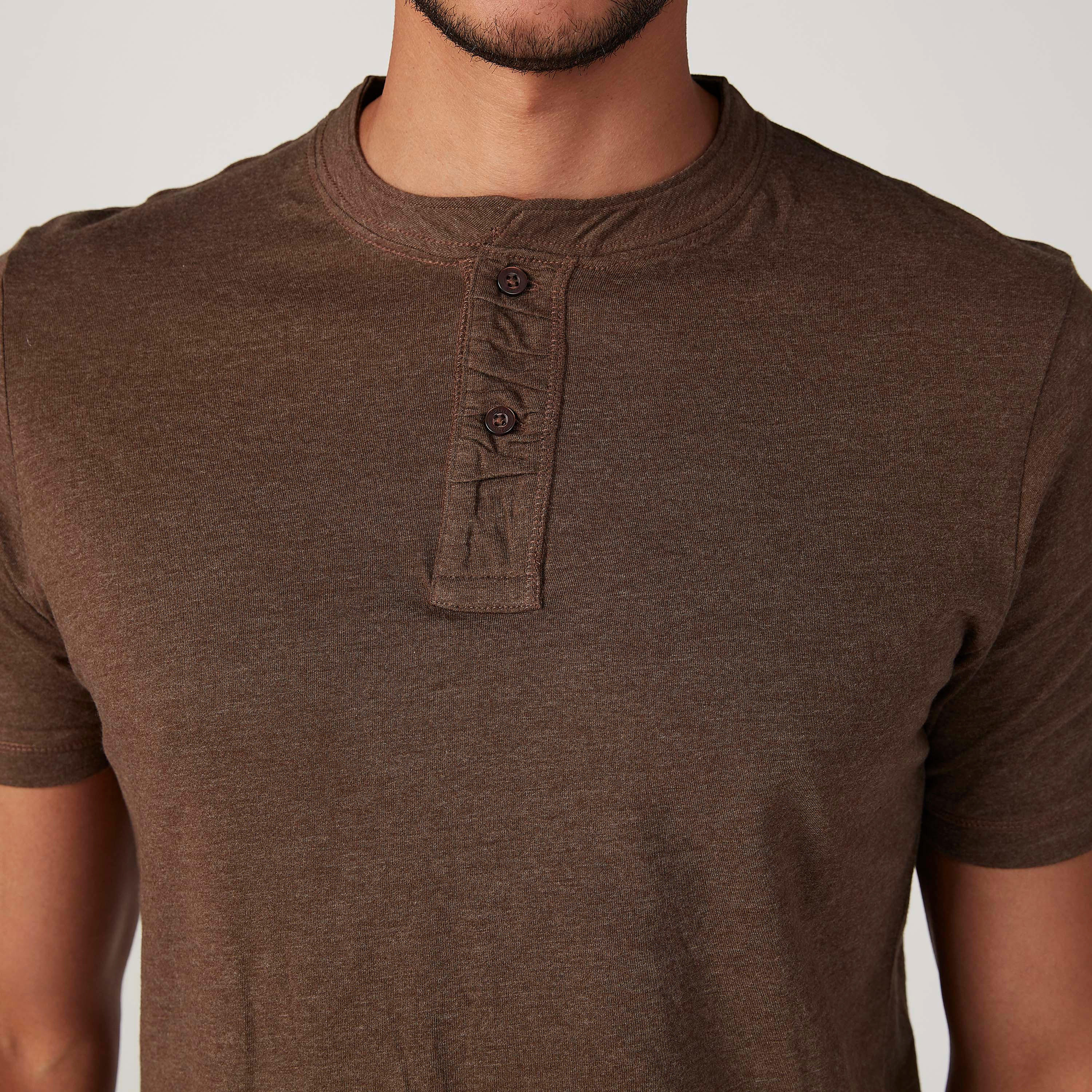 Textured T-shirt with Henley Neck and Short Sleeves-men-clothing-tshirtsandpolos-tshirts-image-3