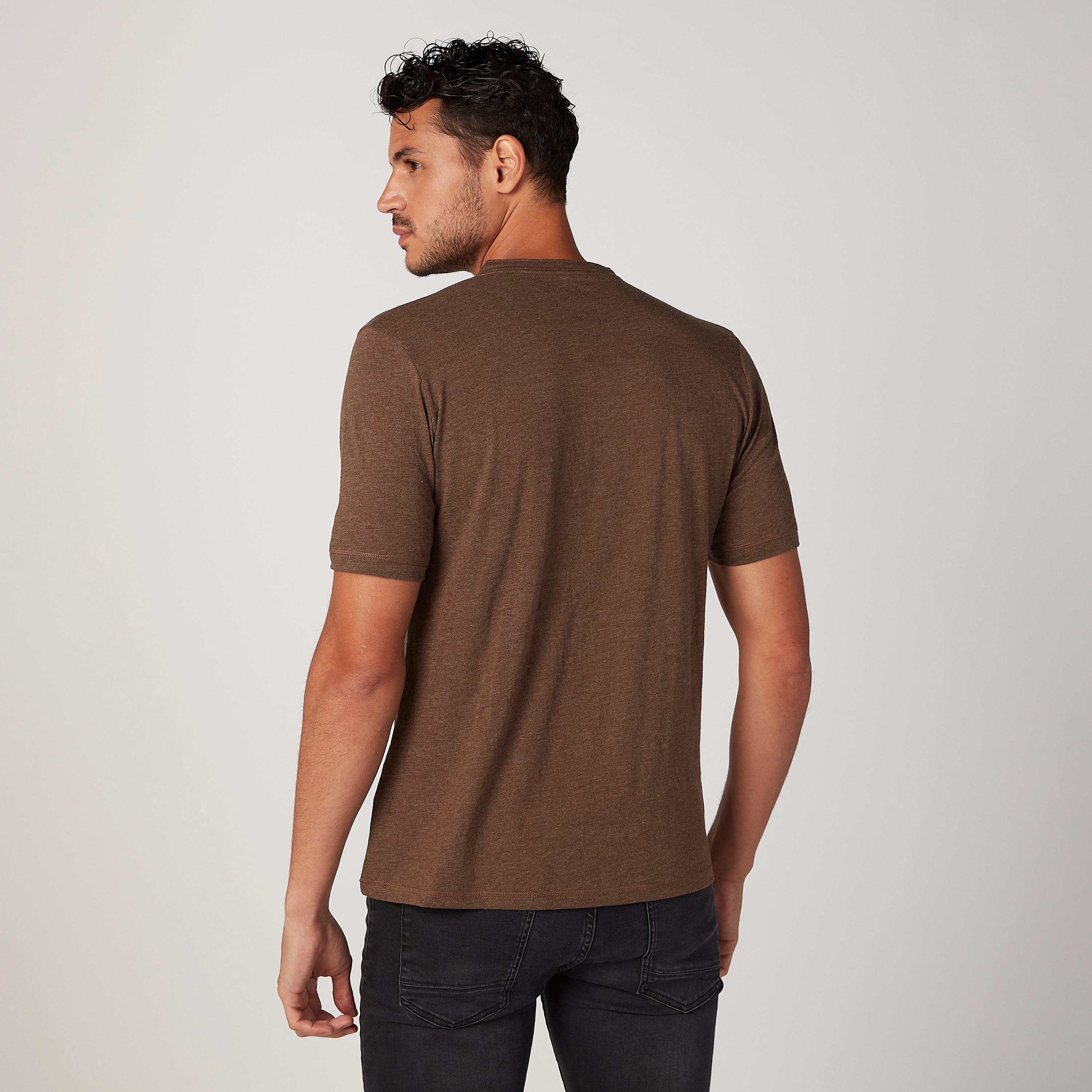 Textured T-shirt with Henley Neck and Short Sleeves-men-clothing-tshirtsandpolos-tshirts-image-4