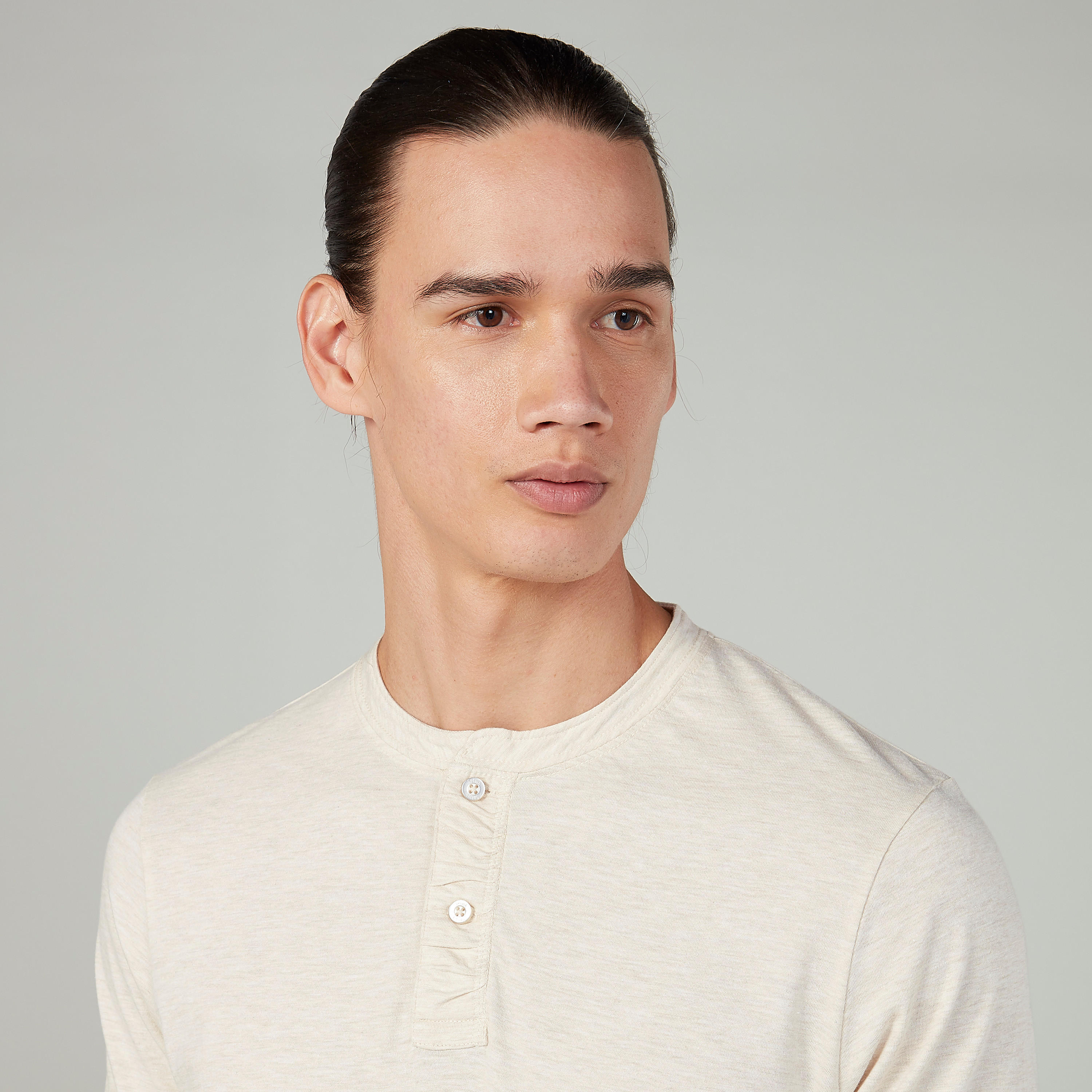 Textured T-shirt with Henley Neck and Short Sleeves-men-clothing-tshirtsandpolos-tshirts-image-3