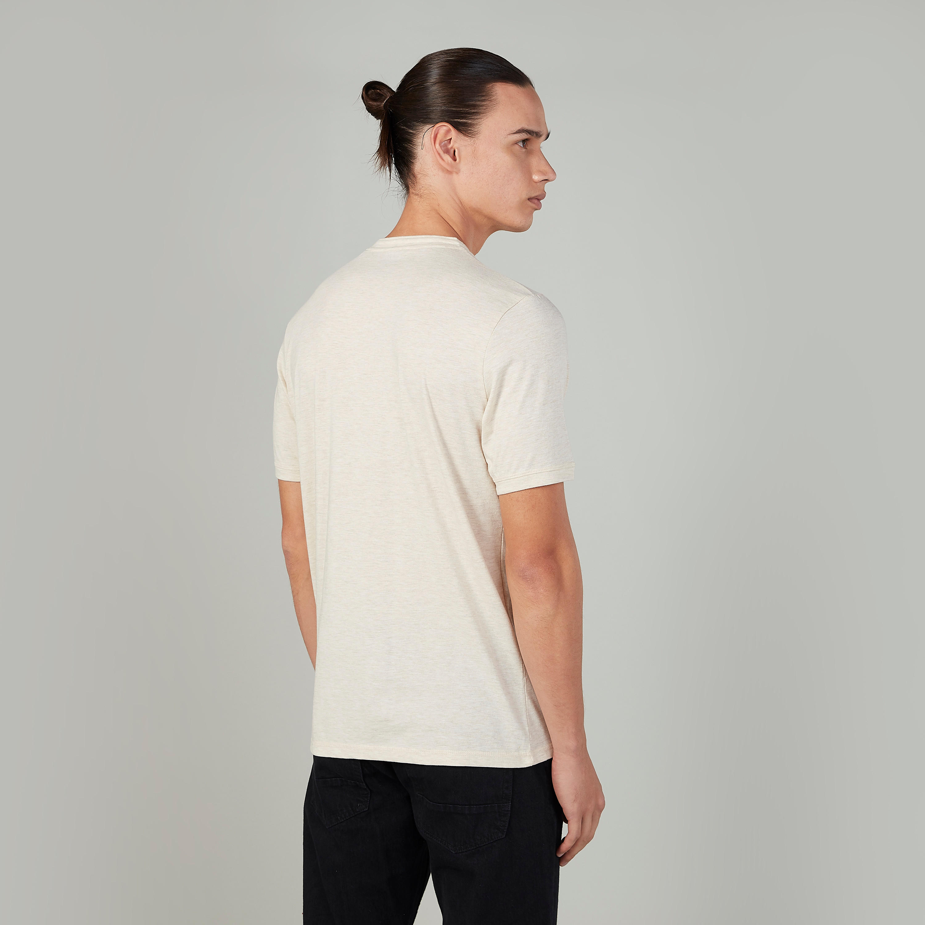 Textured T-shirt with Henley Neck and Short Sleeves-men-clothing-tshirtsandpolos-tshirts-image-4