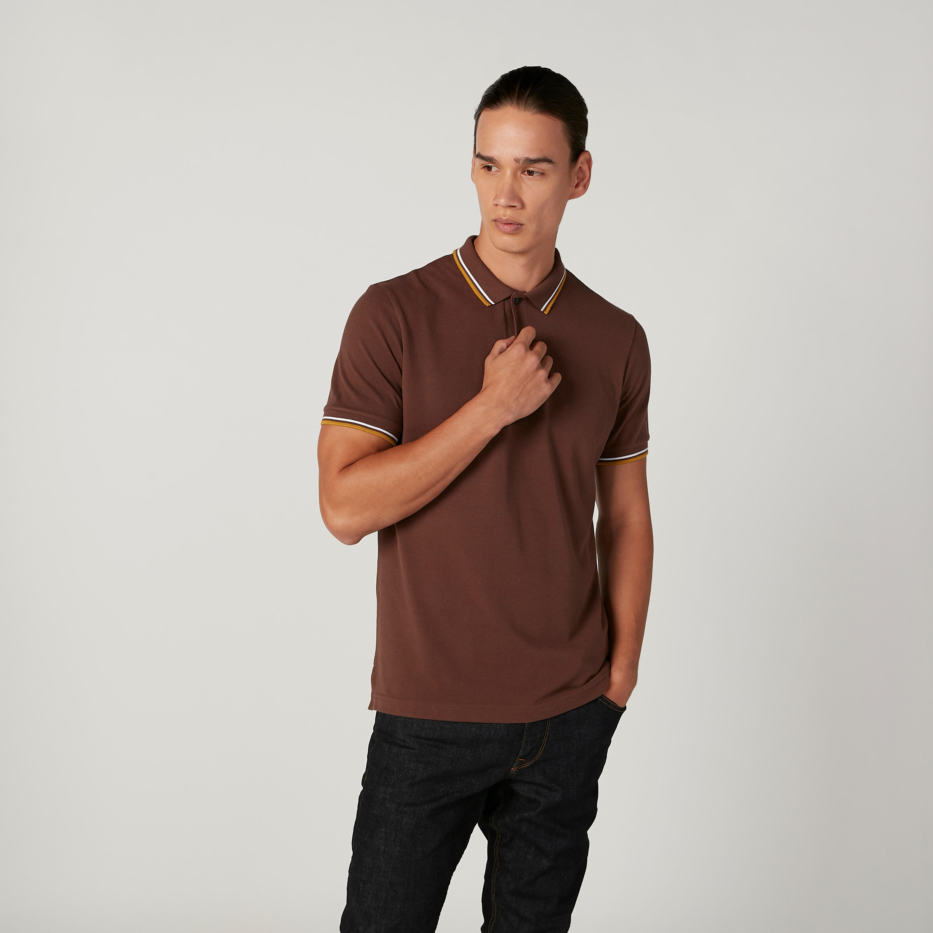 تيشيرت بولو سادة بأكمام قصيرة-men-clothing-tshirtsandpolos-polos-image-4