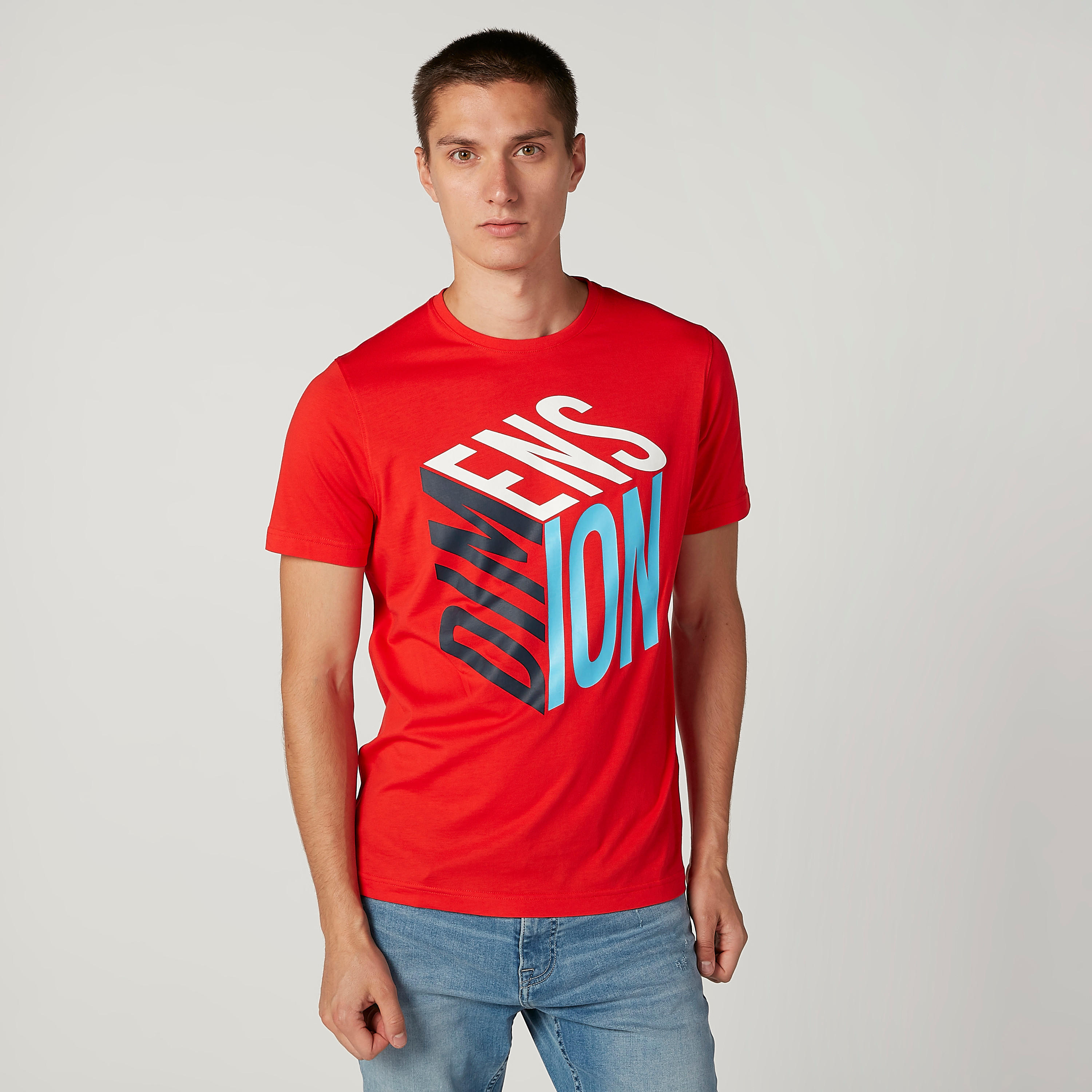 تيشيرت سليم بياقة ضيّقة وأكمام قصيرة وطبعات-men-clothing-tshirtsandpolos-tshirts-image-1