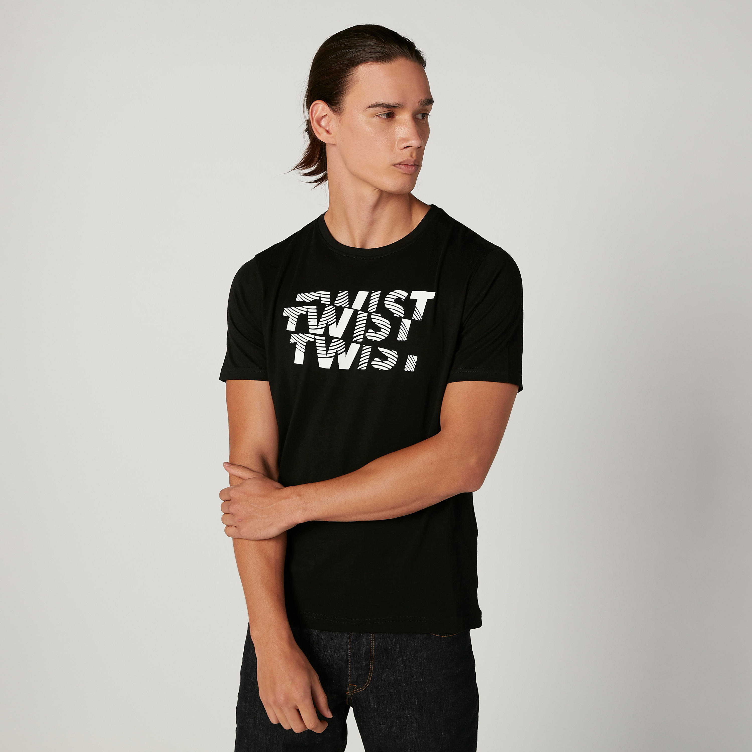 Slim Fit Printed T-shirt with Round Neck and Short Sleeves-men-clothing-tshirtsandpolos-tshirts-image-1