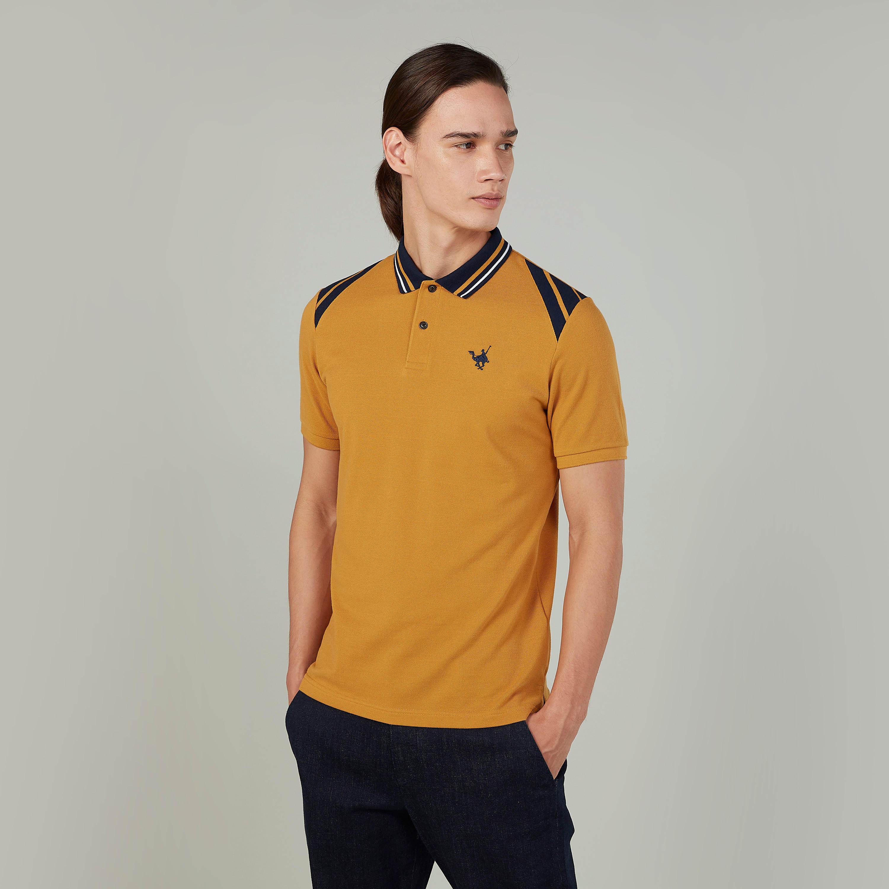 تيشيرت مستدام بولو سليم بياقة مخططة-men-clothing-tshirtsandpolos-polos-image-1