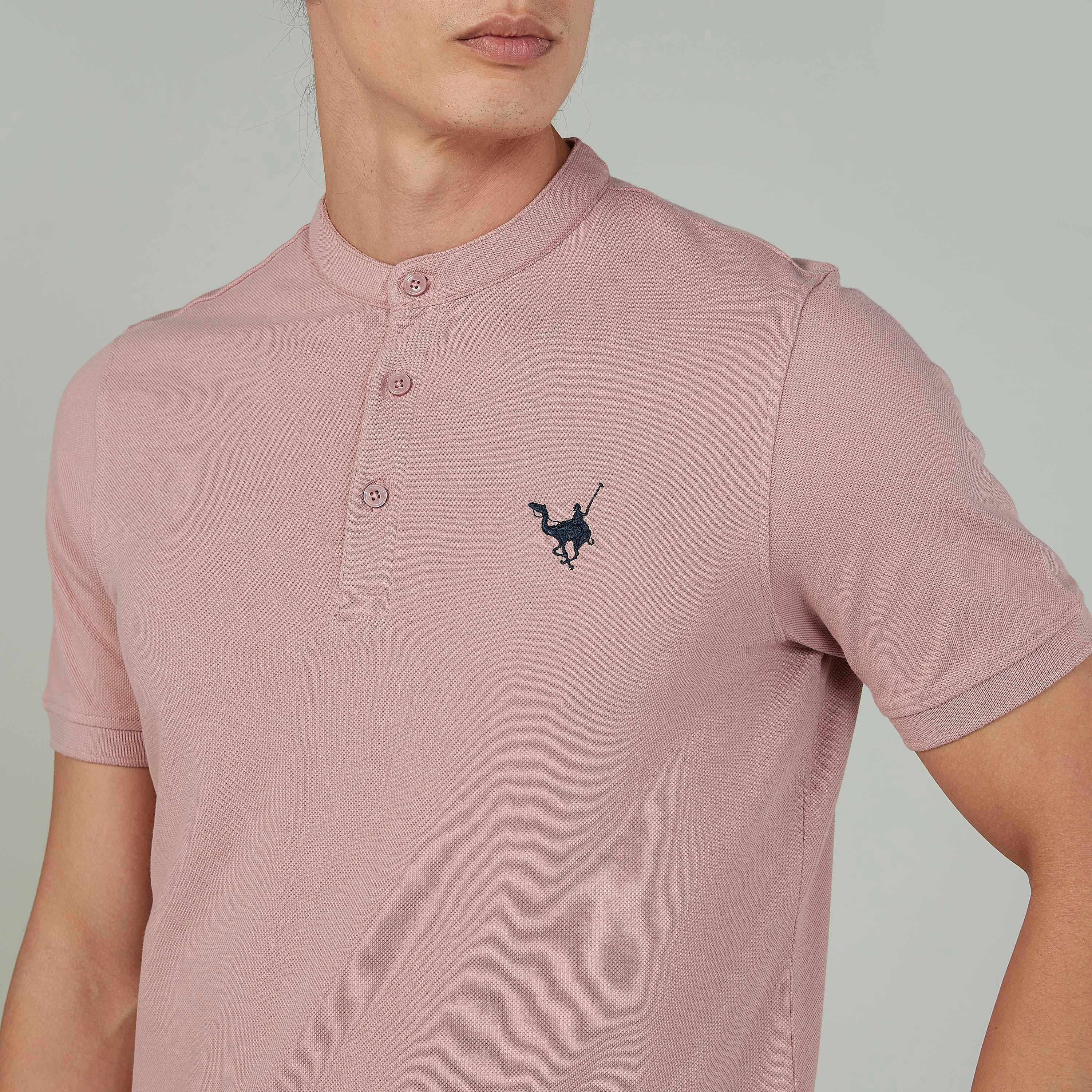Plain Polo T-shirt with Mandarin Collar and Short Sleeves-men-clothing-tshirtsandpolos-polos-image-3