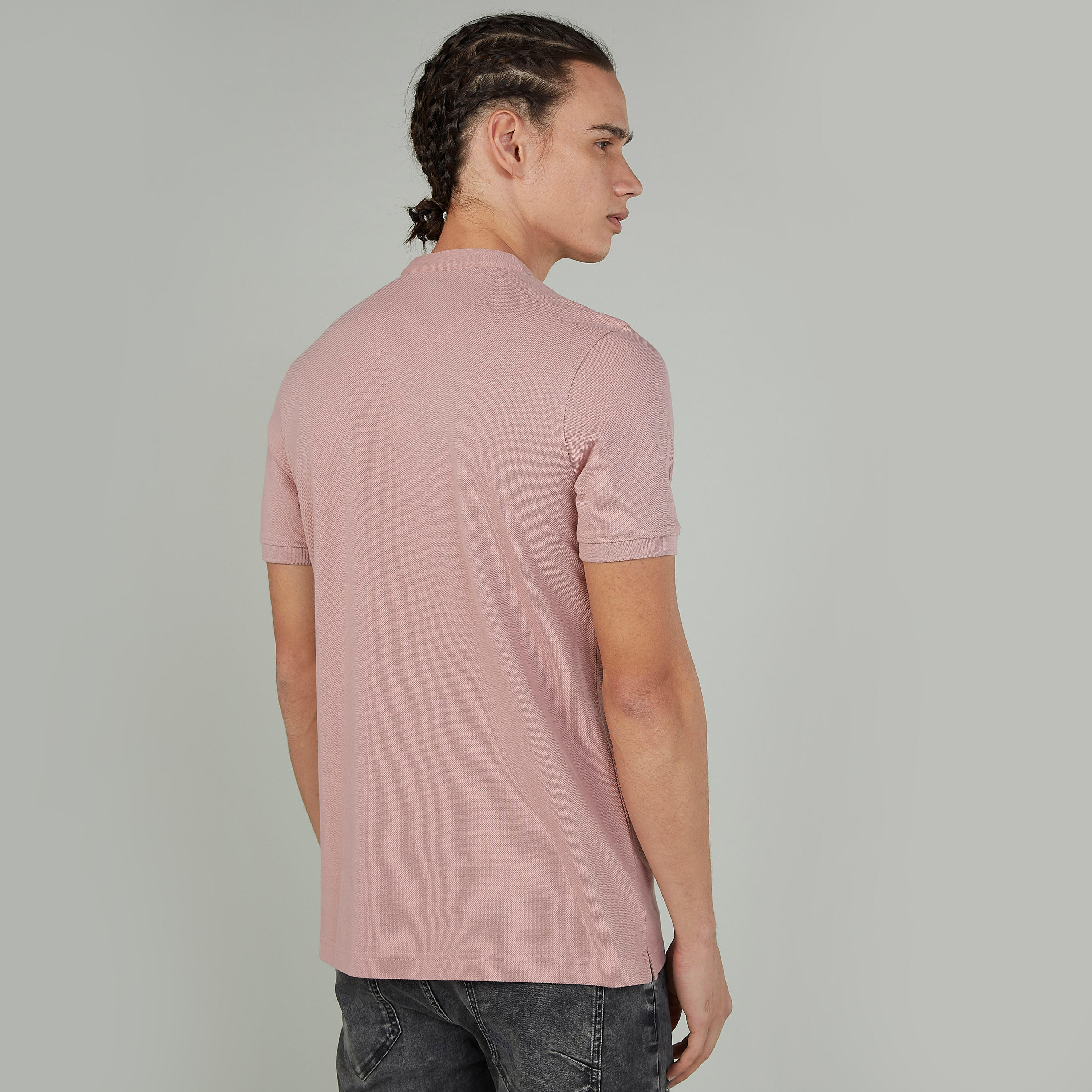 Plain Polo T-shirt with Mandarin Collar and Short Sleeves-men-clothing-tshirtsandpolos-polos-image-4