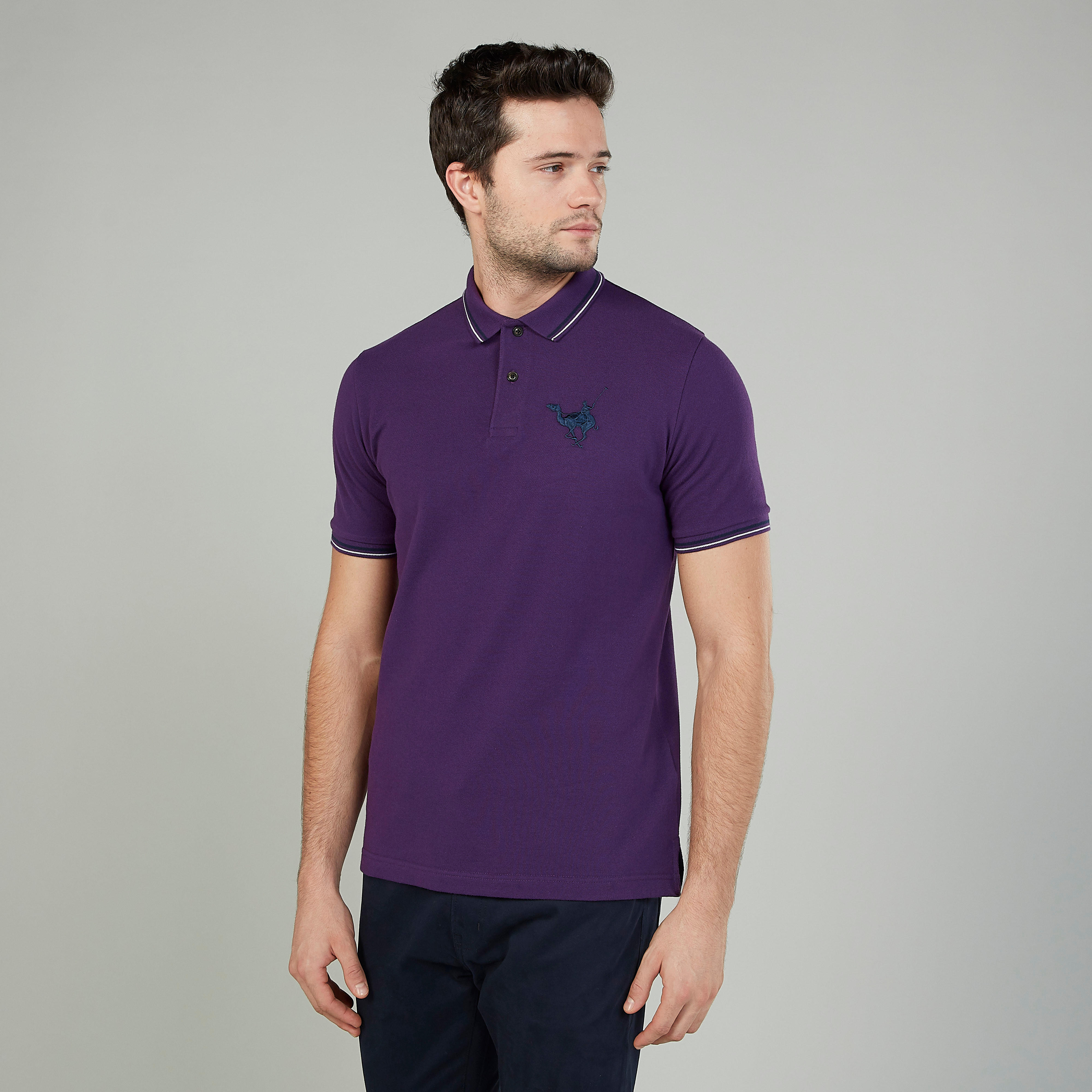 تيشيرت مستدام بولو سليم بارز الملمس بأكمام قصيرة -men-clothing-tshirtsandpolos-polos-image-1