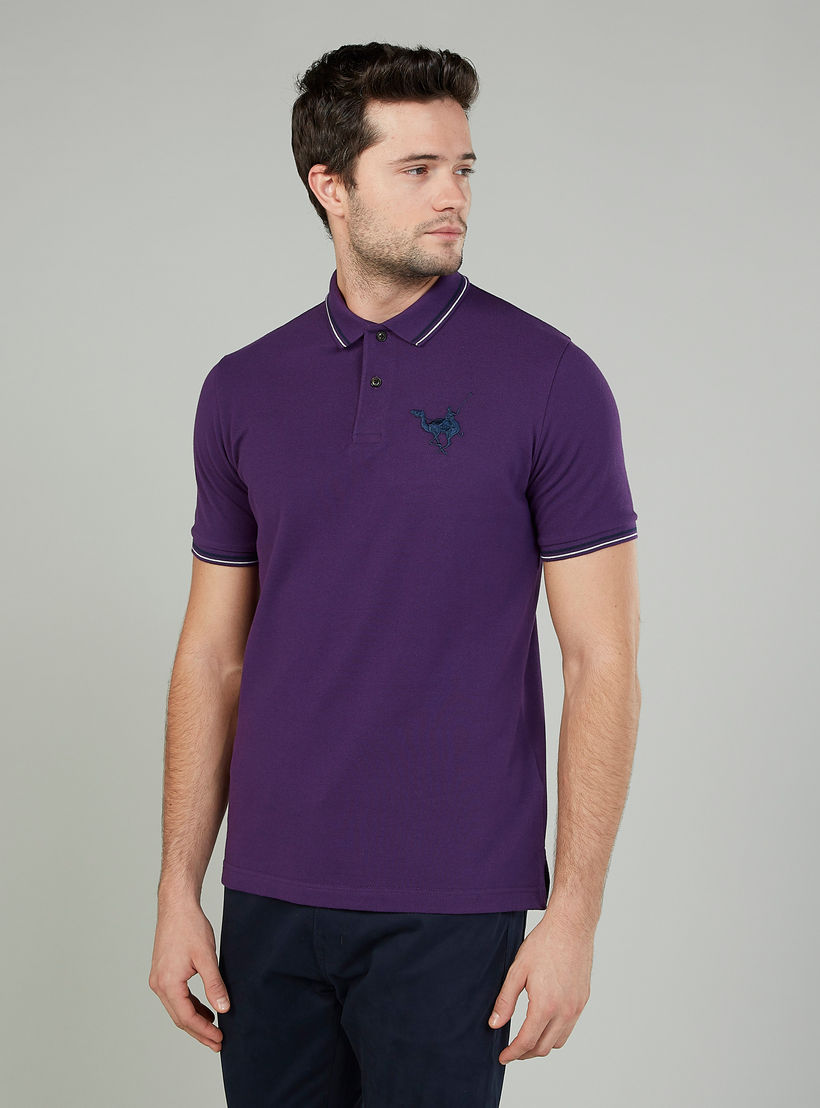 تيشيرت مستدام بولو سليم بارز الملمس بأكمام قصيرة -men-clothing-tshirtsandpolos-polos-image-1