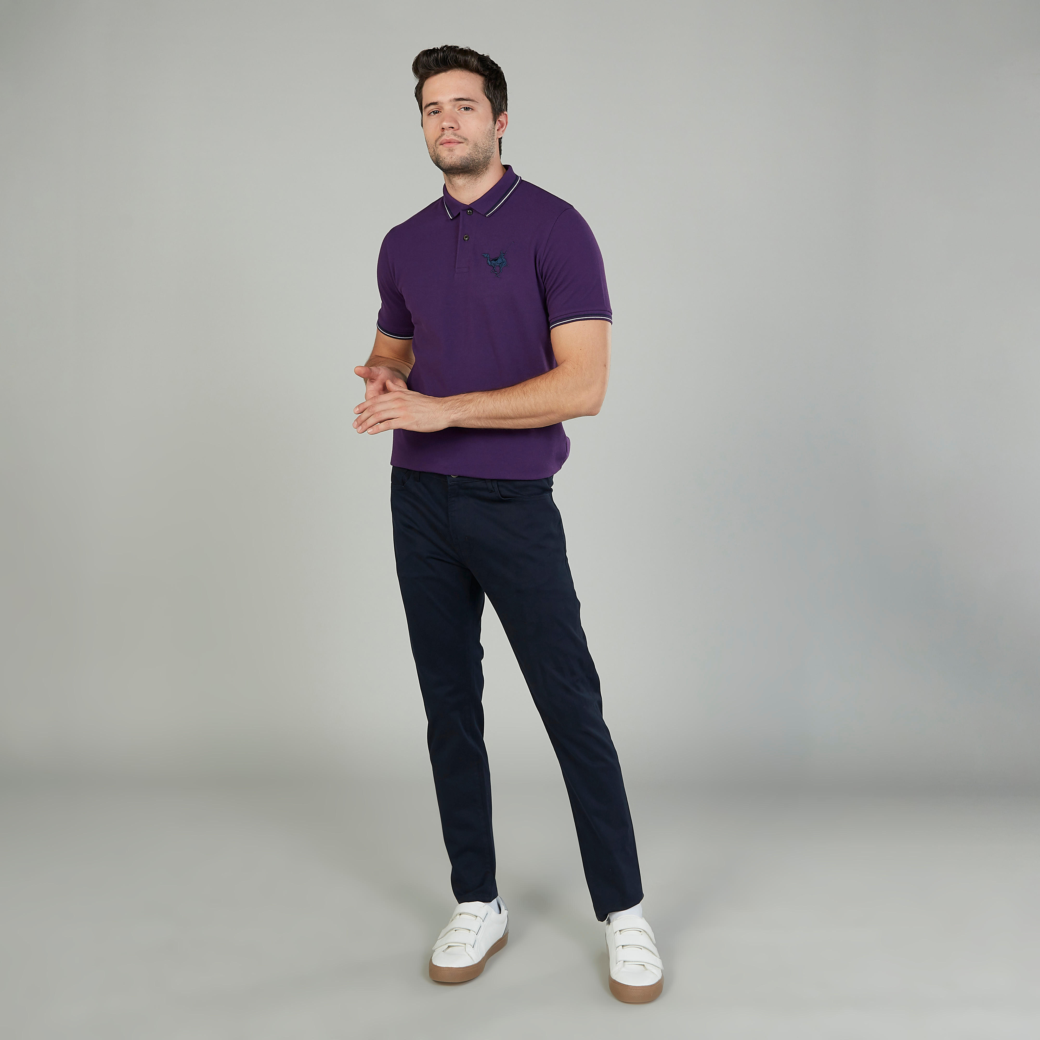 تيشيرت مستدام بولو سليم بارز الملمس بأكمام قصيرة -men-clothing-tshirtsandpolos-polos-image-2