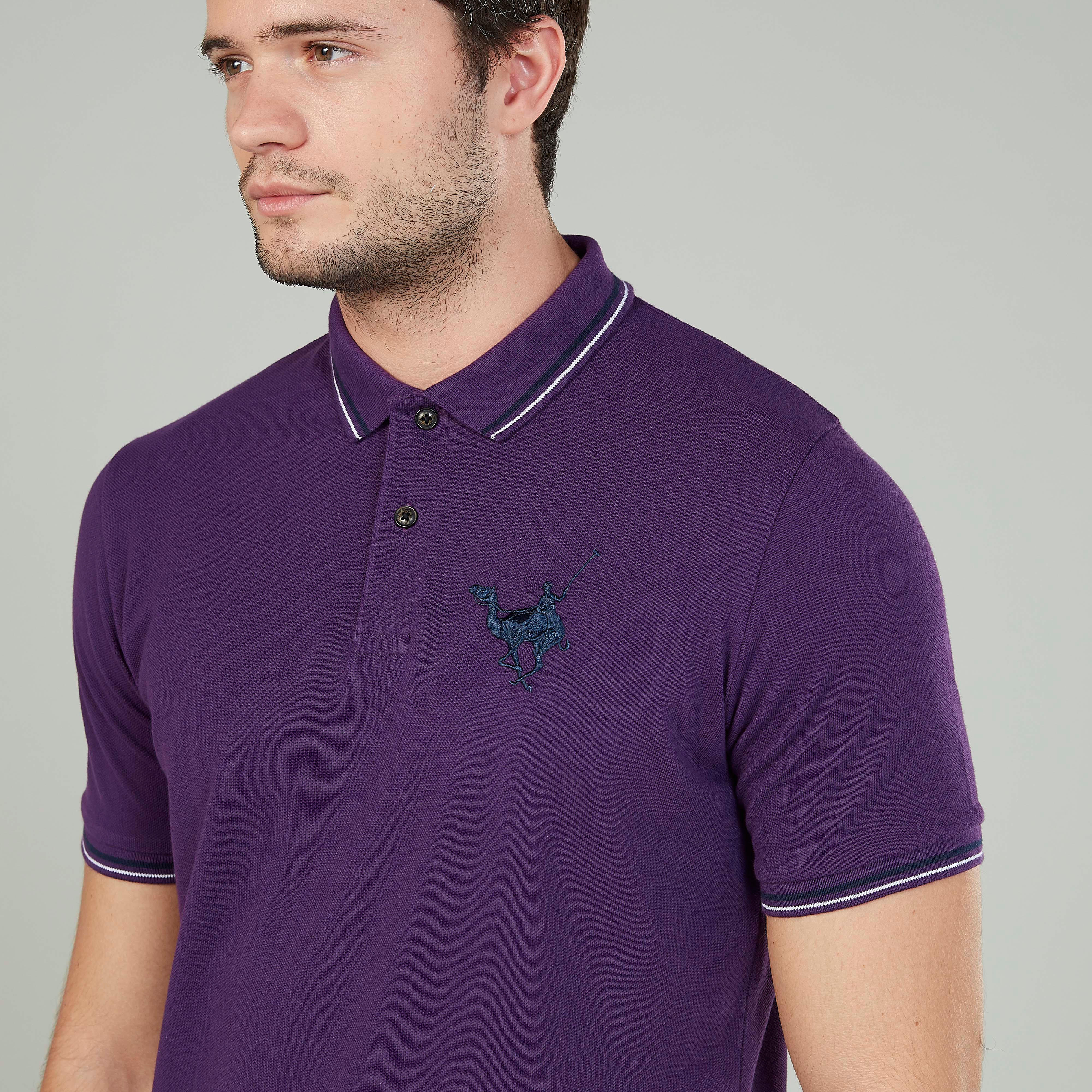 تيشيرت مستدام بولو سليم بارز الملمس بأكمام قصيرة -men-clothing-tshirtsandpolos-polos-image-3