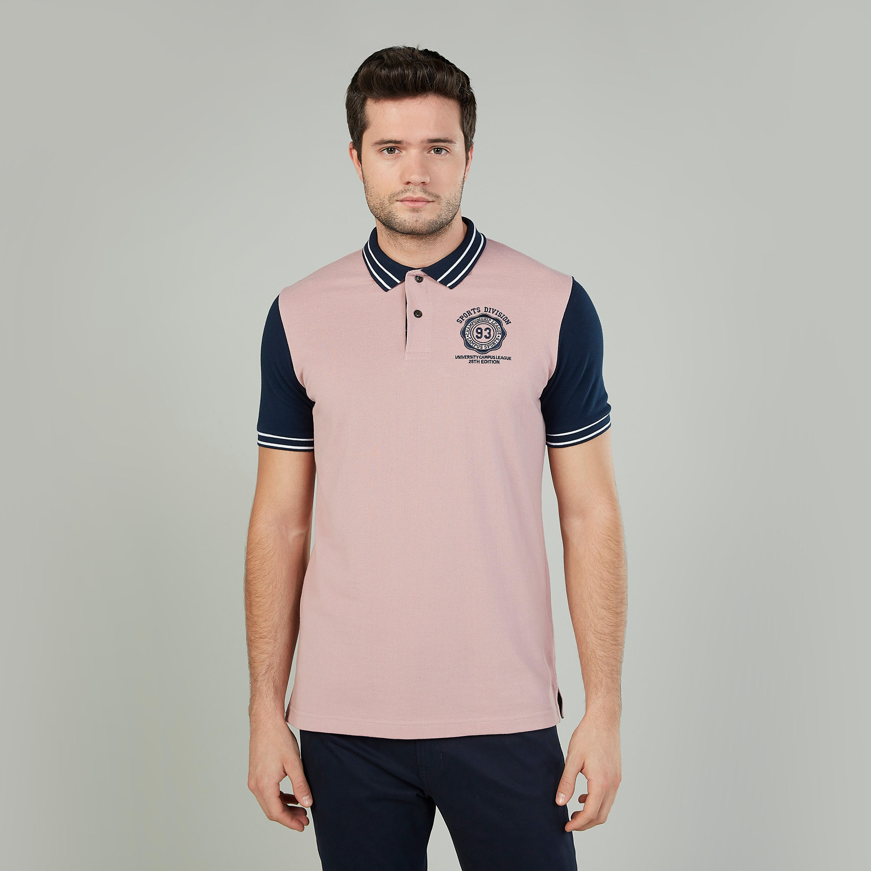تيشيرت مستدام بولو سليم بارز الملمس بأكمام قصيرة  -men-clothing-tshirtsandpolos-polos-image-1