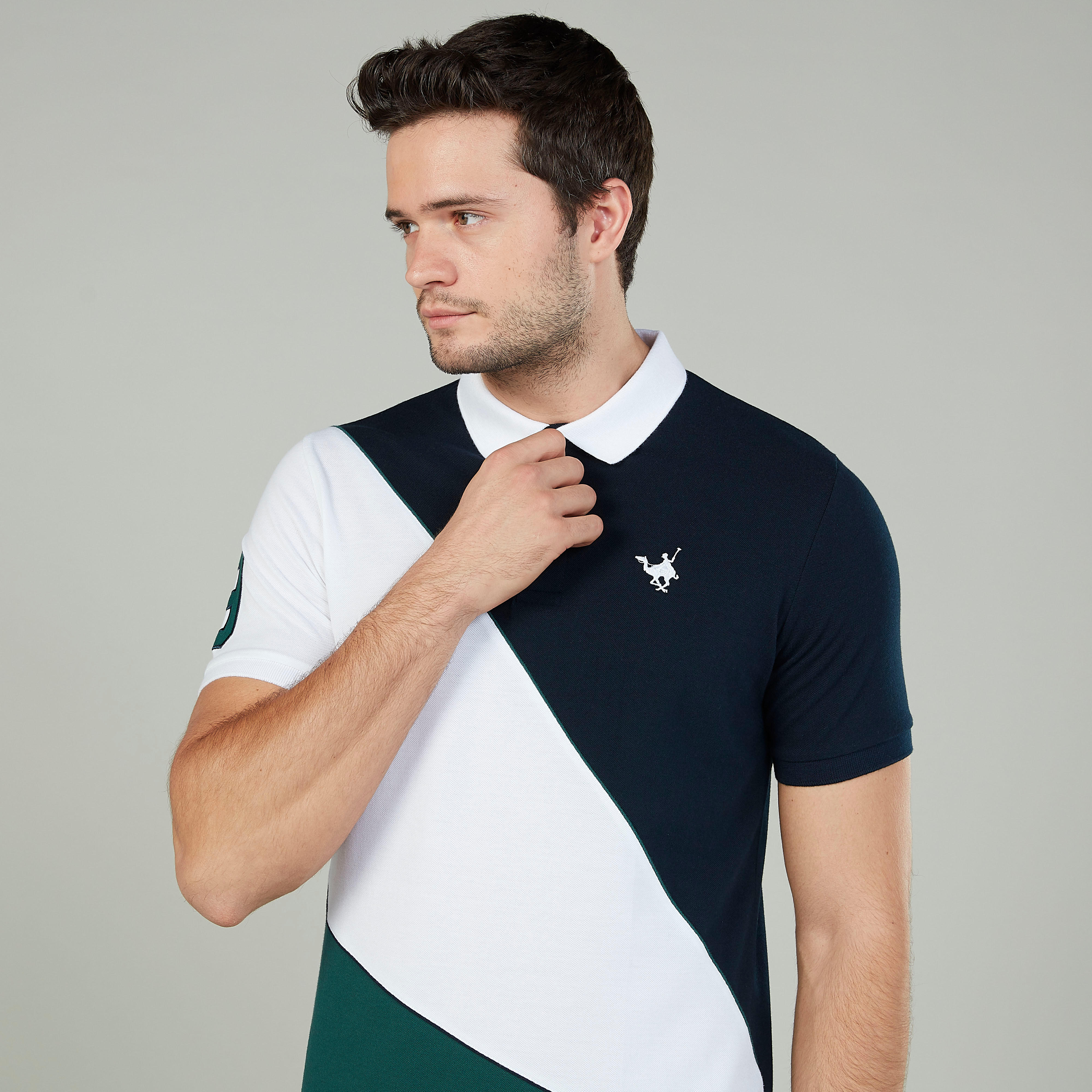 Sustainable Slim Fit Textured T-shirt with Polo Neck-men-clothing-tshirtsandpolos-polos-image-3
