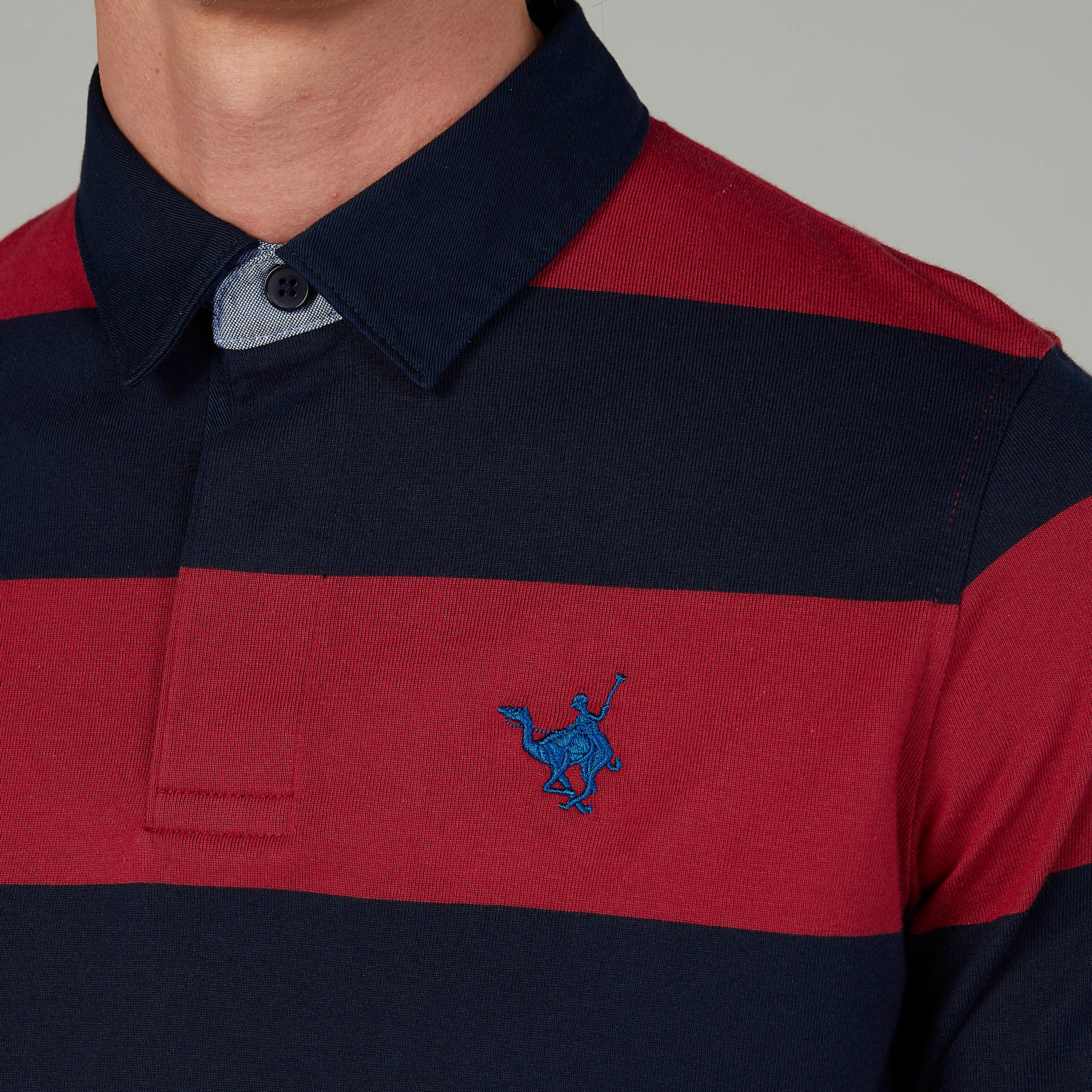 تيشيرت بولو سليم مقلّم بأكمام طويلة-men-clothing-tshirtsandpolos-polos-image-3