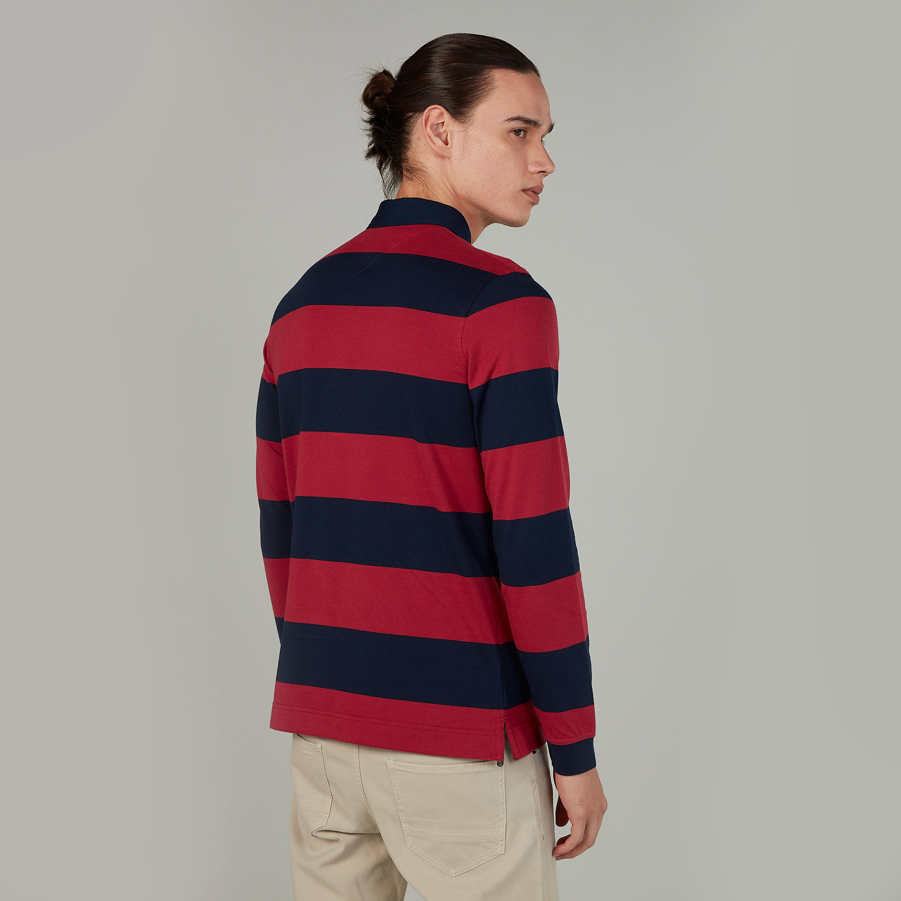 تيشيرت بولو سليم مقلّم بأكمام طويلة-men-clothing-tshirtsandpolos-polos-image-4