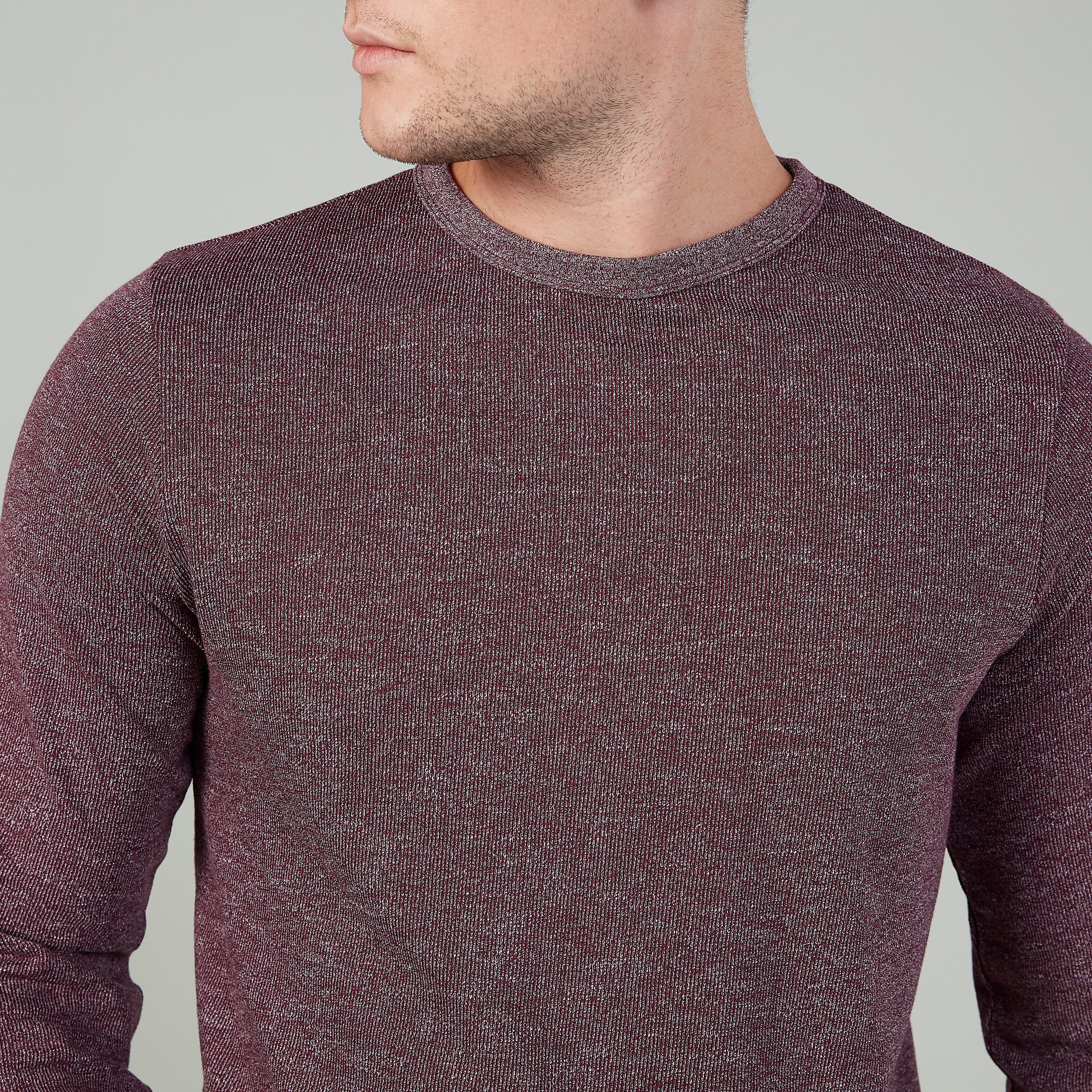 تيشيرت مستدام سليم بارز الملمس بياقة ضيّقة وأكمام طويلة -men-clothing-tshirtsandpolos-tshirts-image-3