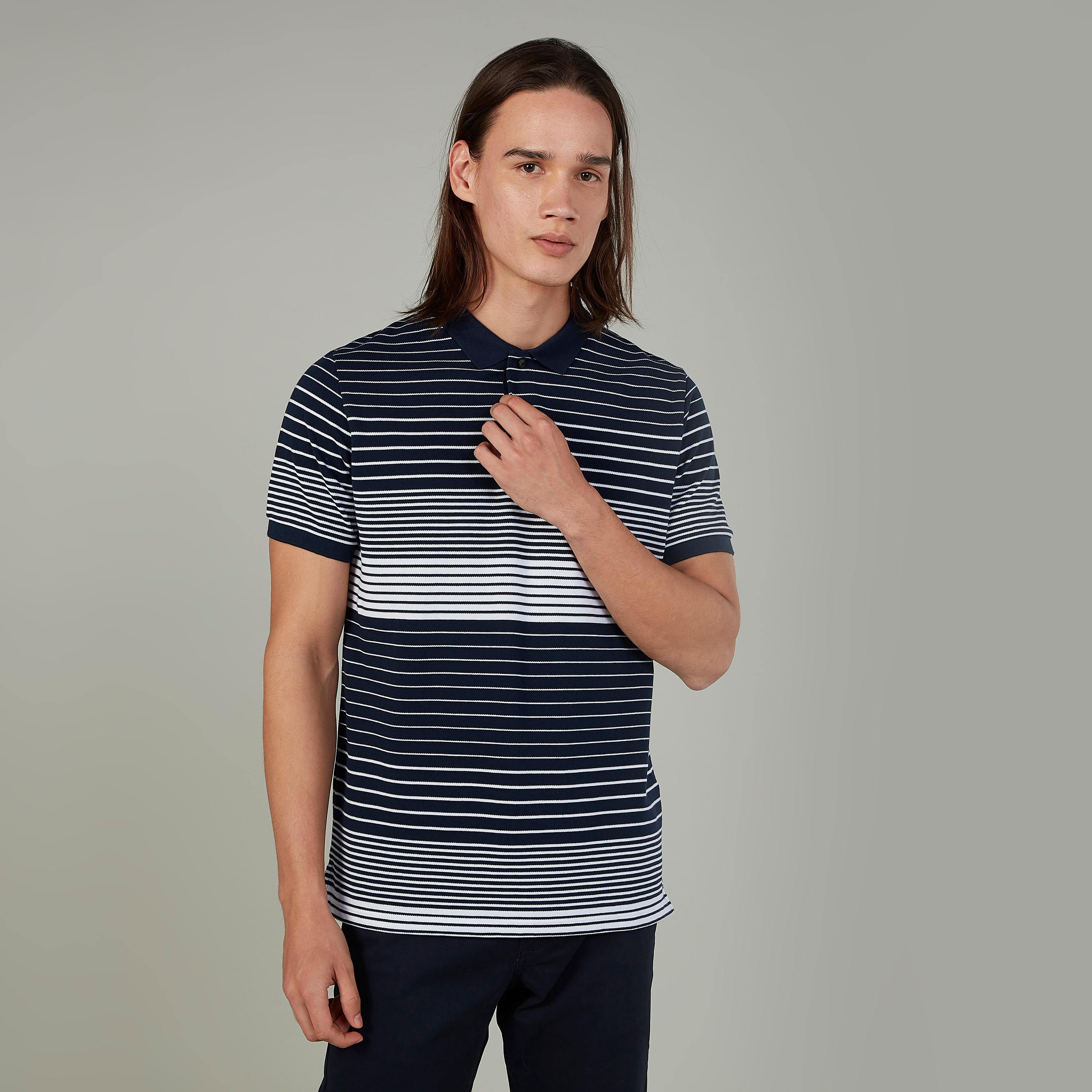 تيشيرت بولو مخطط بأكمام قصيرة-men-clothing-tshirtsandpolos-polos-image-1