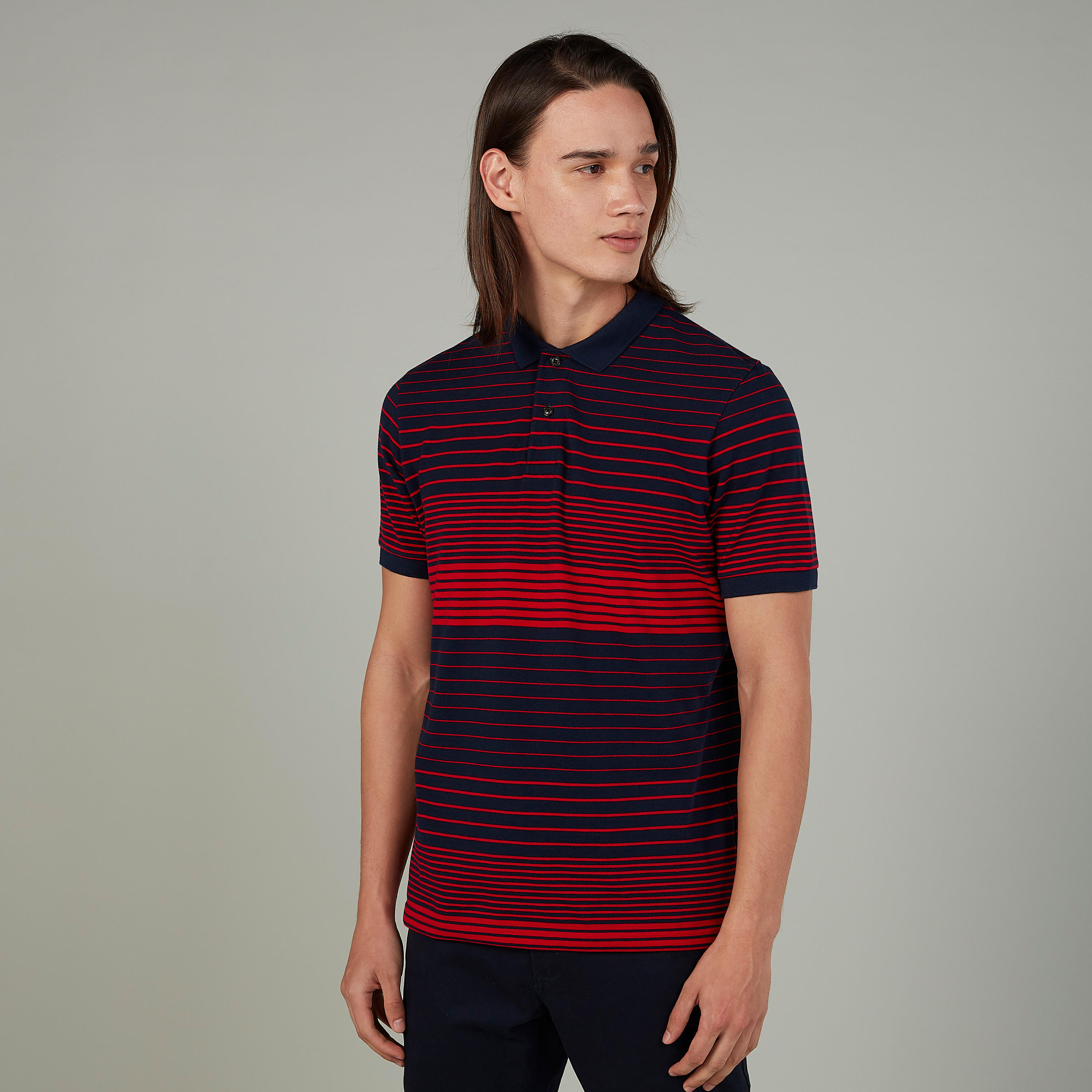 تيشيرت بولو مخطّط بأكمام قصيرة-men-clothing-tshirtsandpolos-polos-image-1