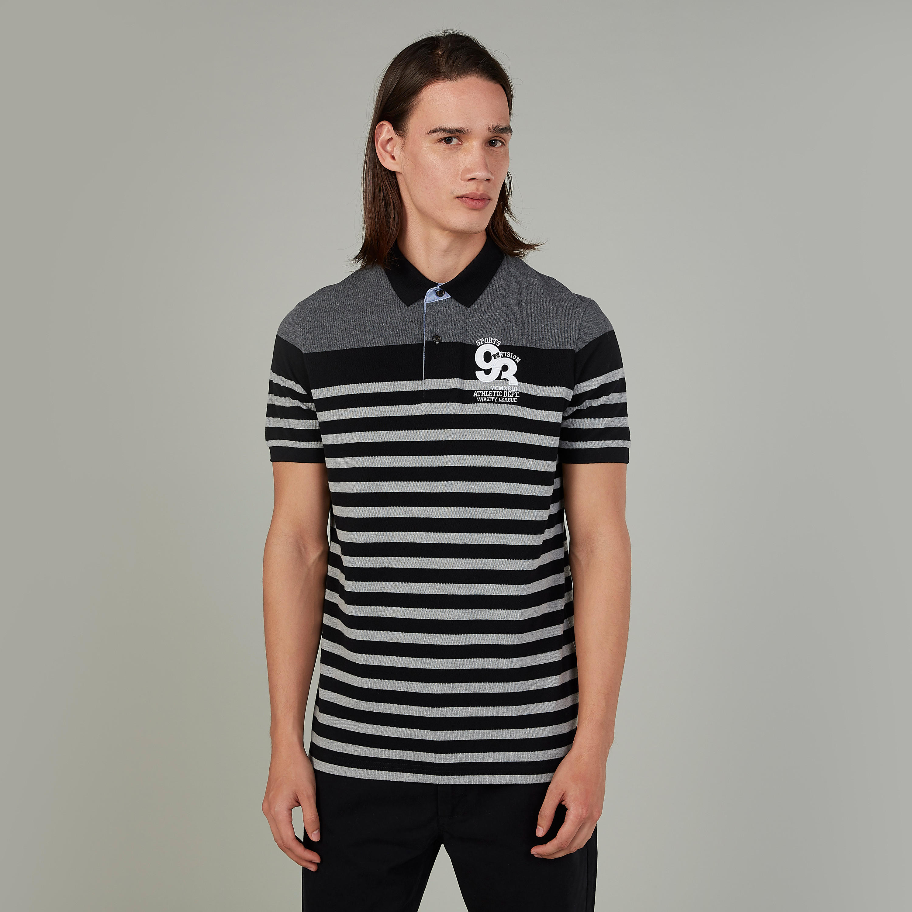 Striped Polo T-shirt with Short Sleeves-men-clothing-tshirtsandpolos-polos-image-1