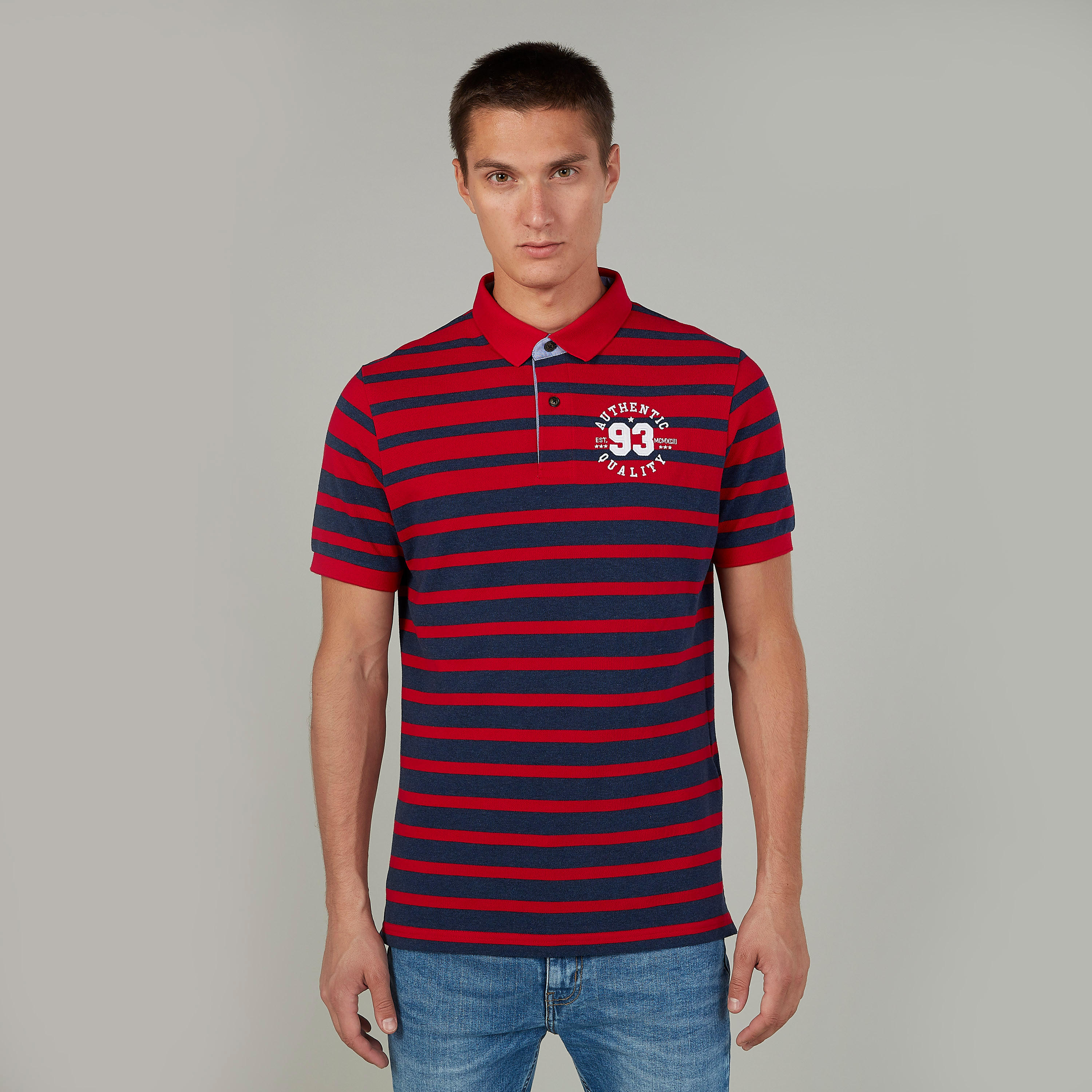 تيشيرت مستدام بأكمام قصيرة وطبعات سمايلي وورلد-men-clothing-tshirtsandpolos-polos-image-1