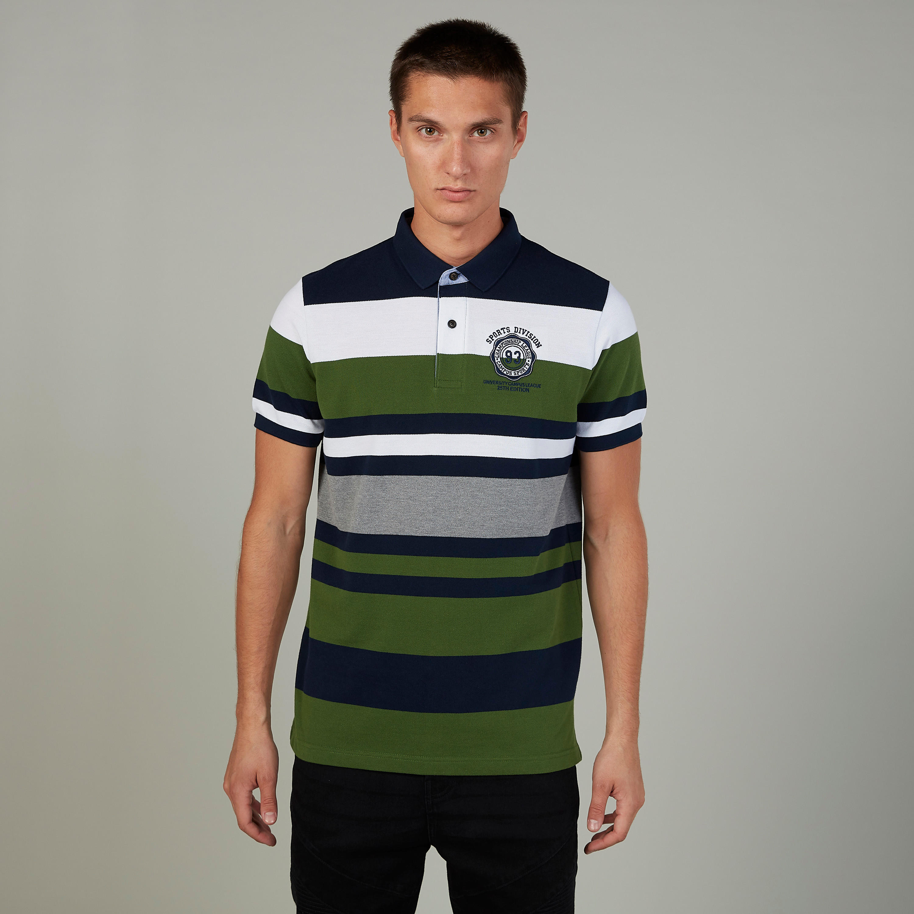 تيشيرت مستدام مقلّم بياقة بولو وأكمام قصيرة-men-clothing-tshirtsandpolos-polos-image-1