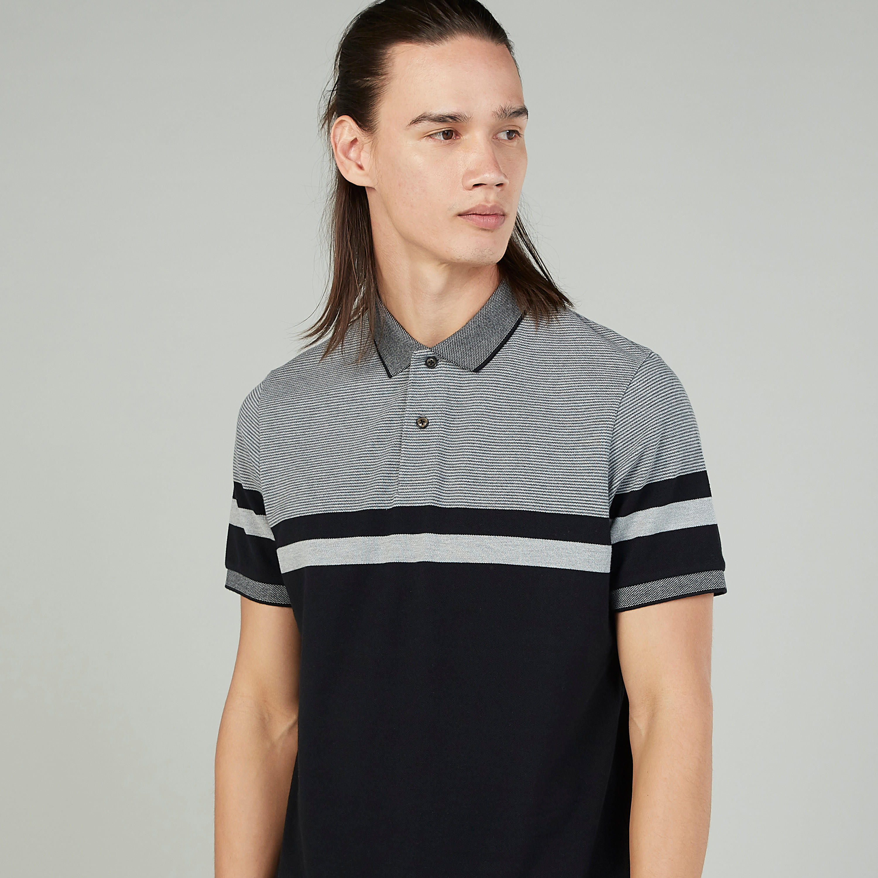 Sustainable Striped T-shirt with Polo Neck and Short Sleeves-men-clothing-tshirtsandpolos-polos-image-3
