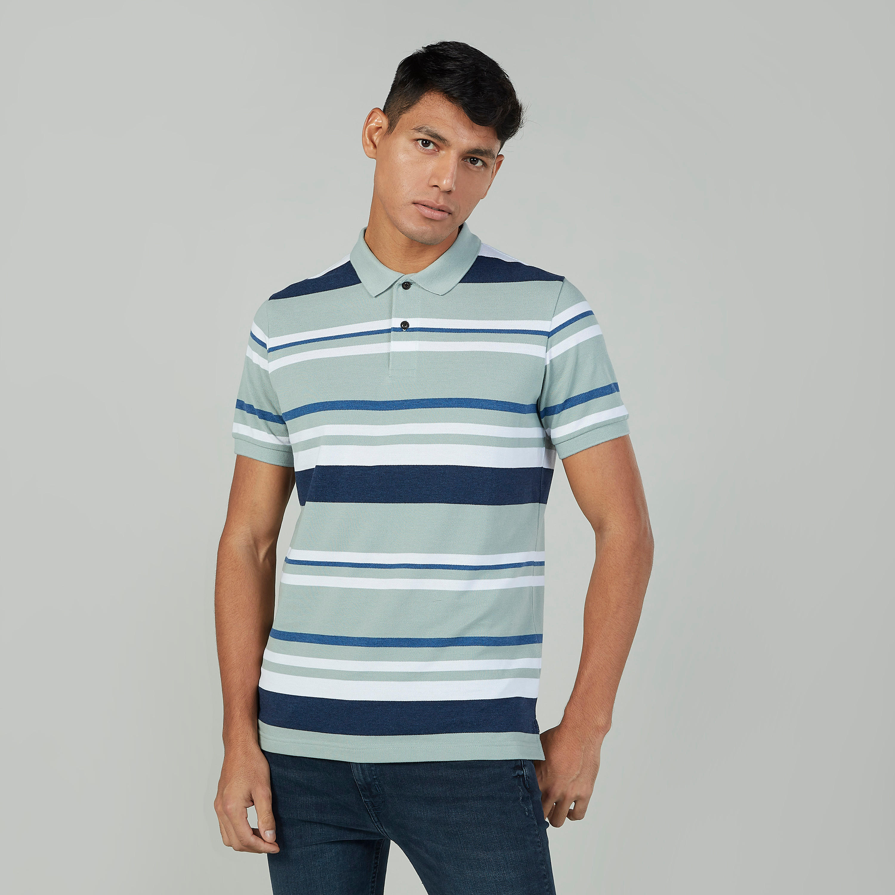 تيشيرت مخطّط بياقة بولو وأكمام قصيرة-men-clothing-tshirtsandpolos-polos-image-1