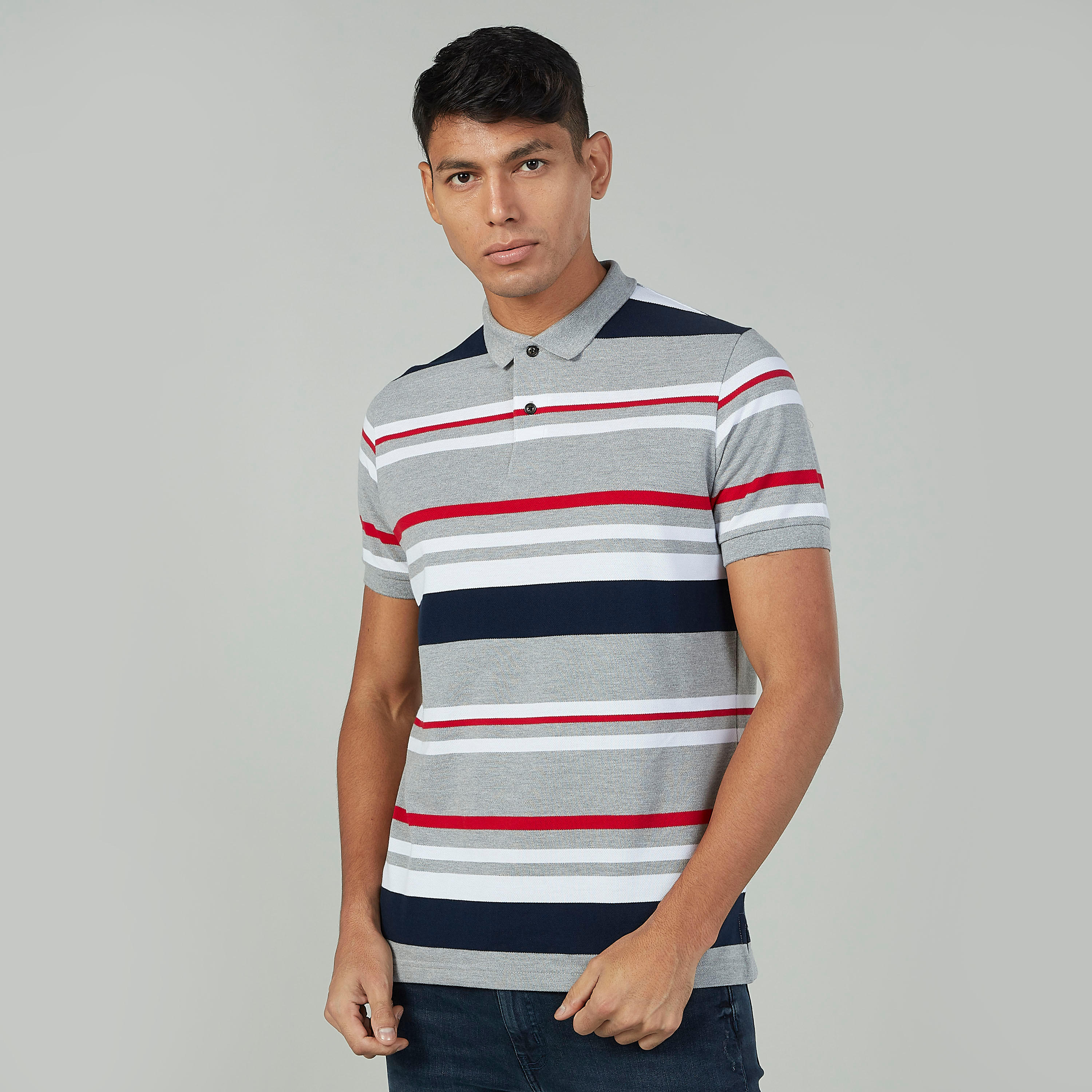 تيشيرت مخطّط بياقة بولو وأكمام قصيرة-men-clothing-tshirtsandpolos-polos-image-1
