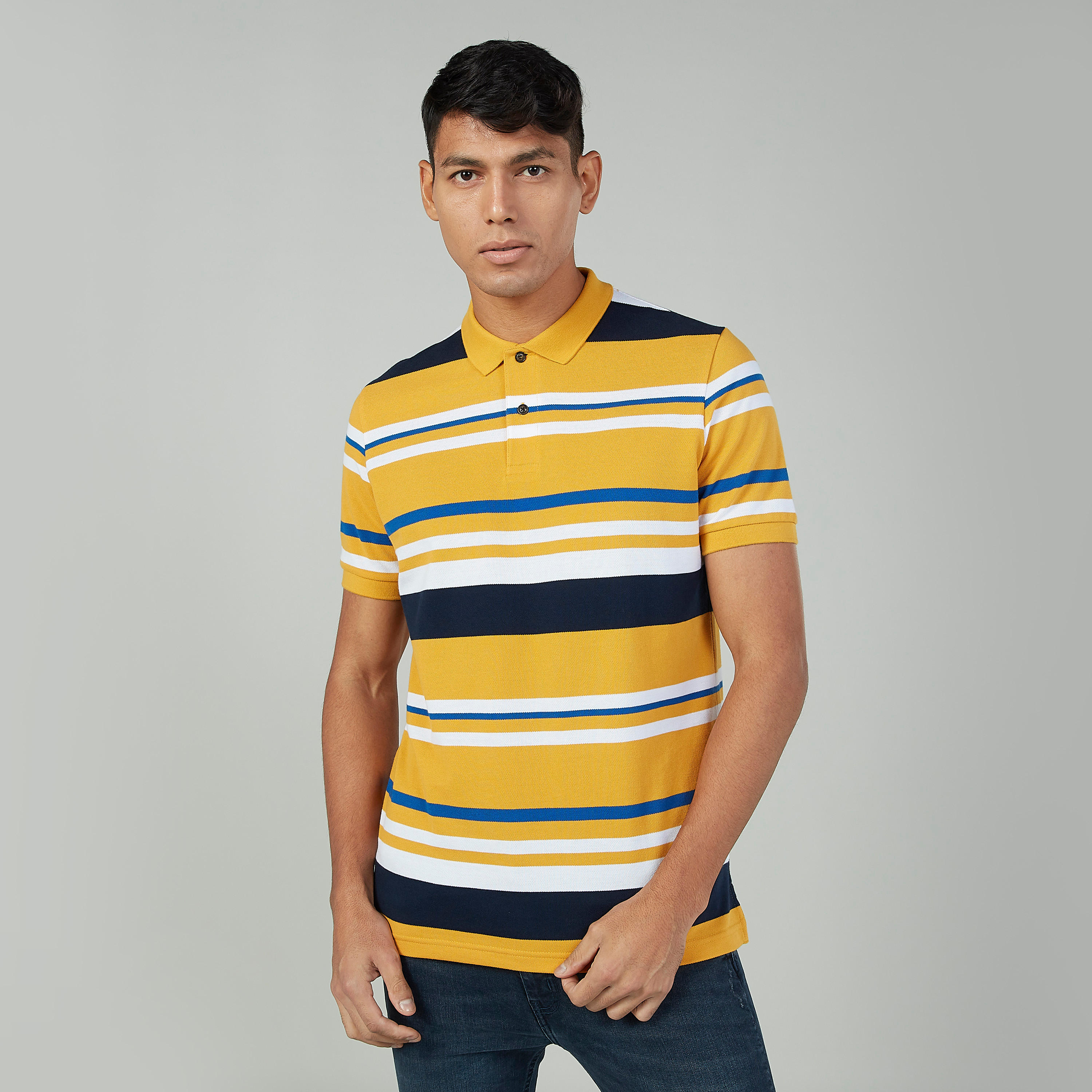 تيشيرت مخطّط بياقة بولو وأكمام قصيرة-men-clothing-tshirtsandpolos-polos-image-1