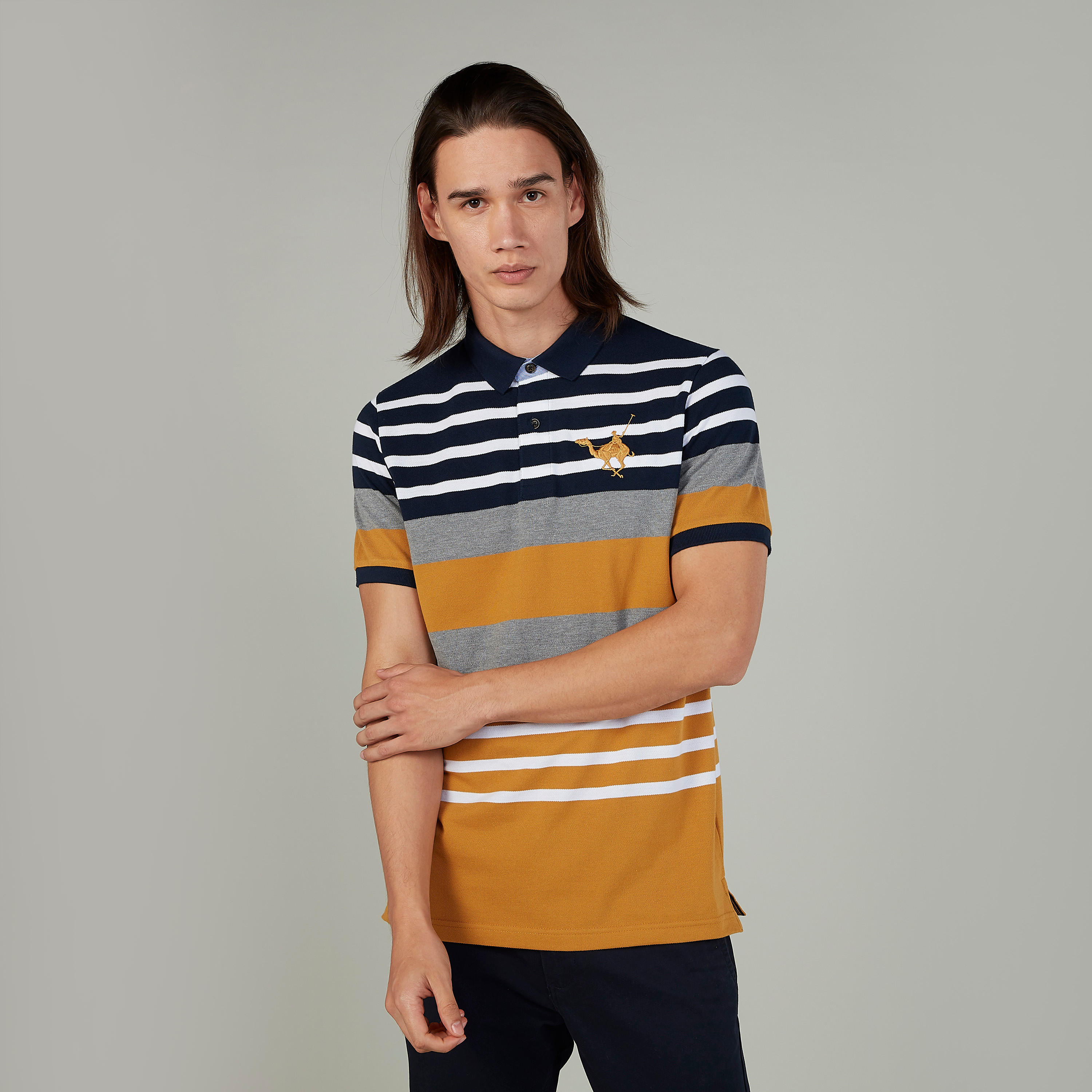 تيشيرت بولو مخطط بأكمام قصيرة-men-clothing-tshirtsandpolos-polos-image-1