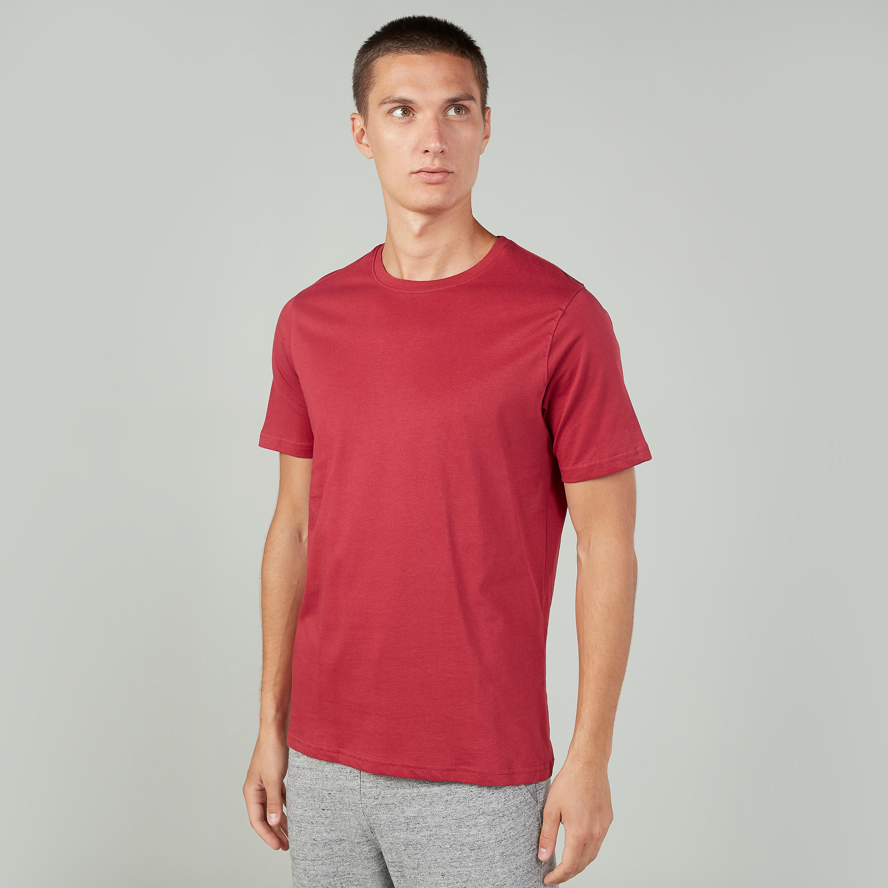 Plain T-shirt with Crew Neck and Short Sleeves-men-clothing-tshirtsandpolos-tshirts-image-1