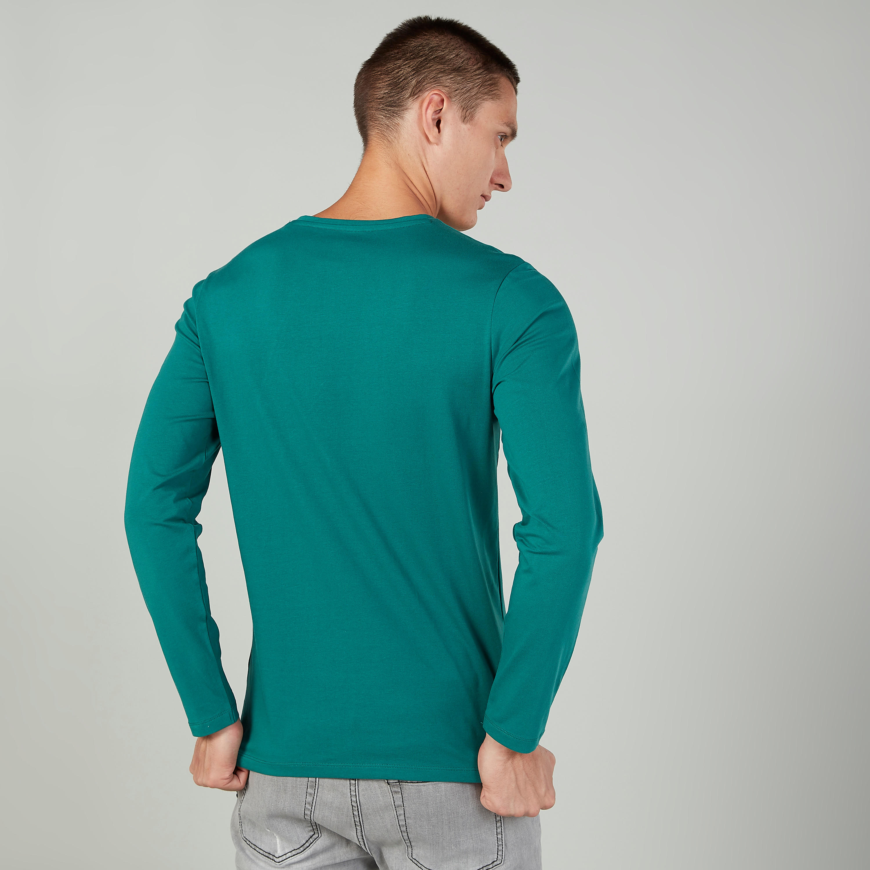 Plain T-shirt with Round Neck and Long Sleeves-men-clothing-tshirtsandpolos-tshirts-image-3