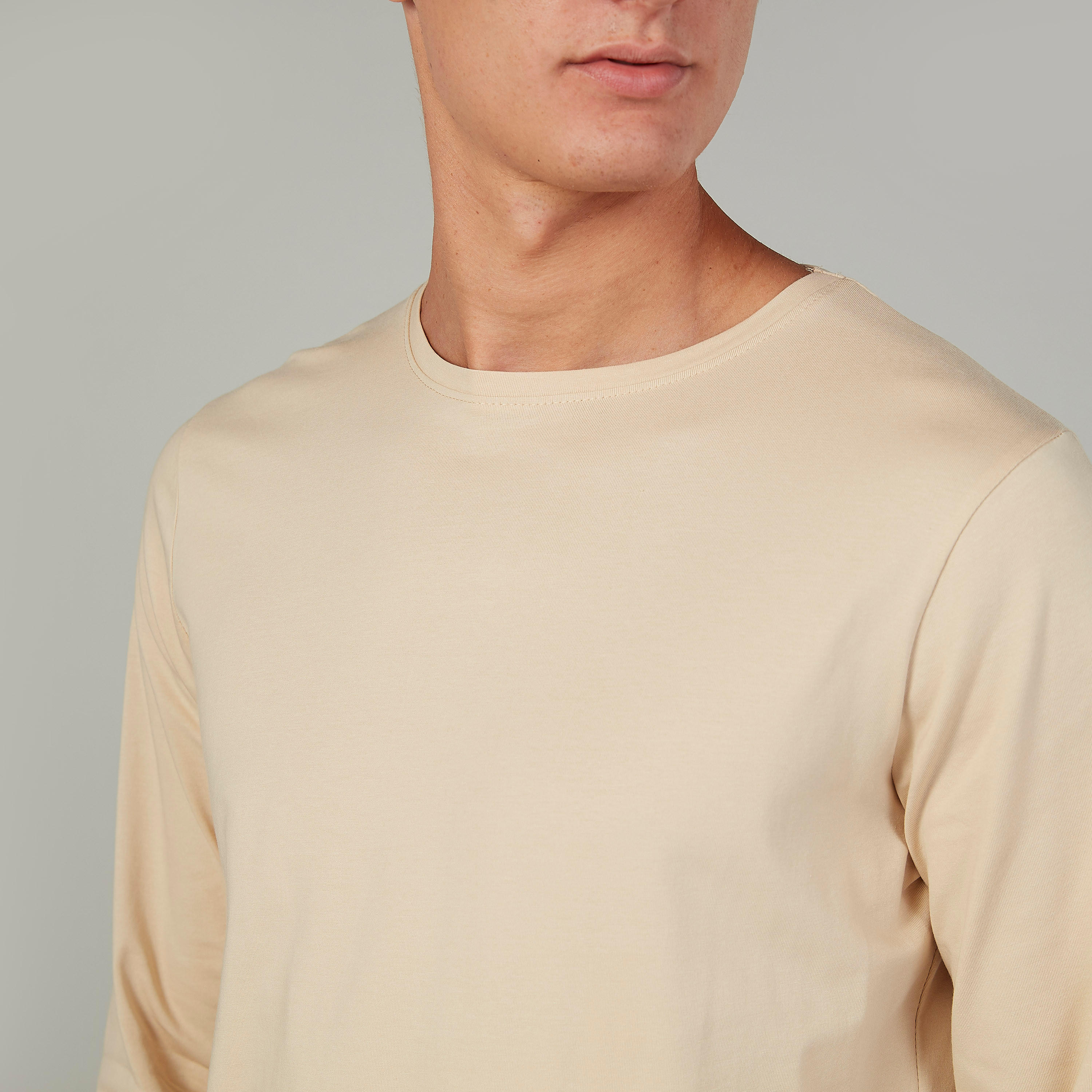 Plain T-shirt with Round Neck and Long Sleeves-men-clothing-tshirtsandpolos-tshirts-image-3