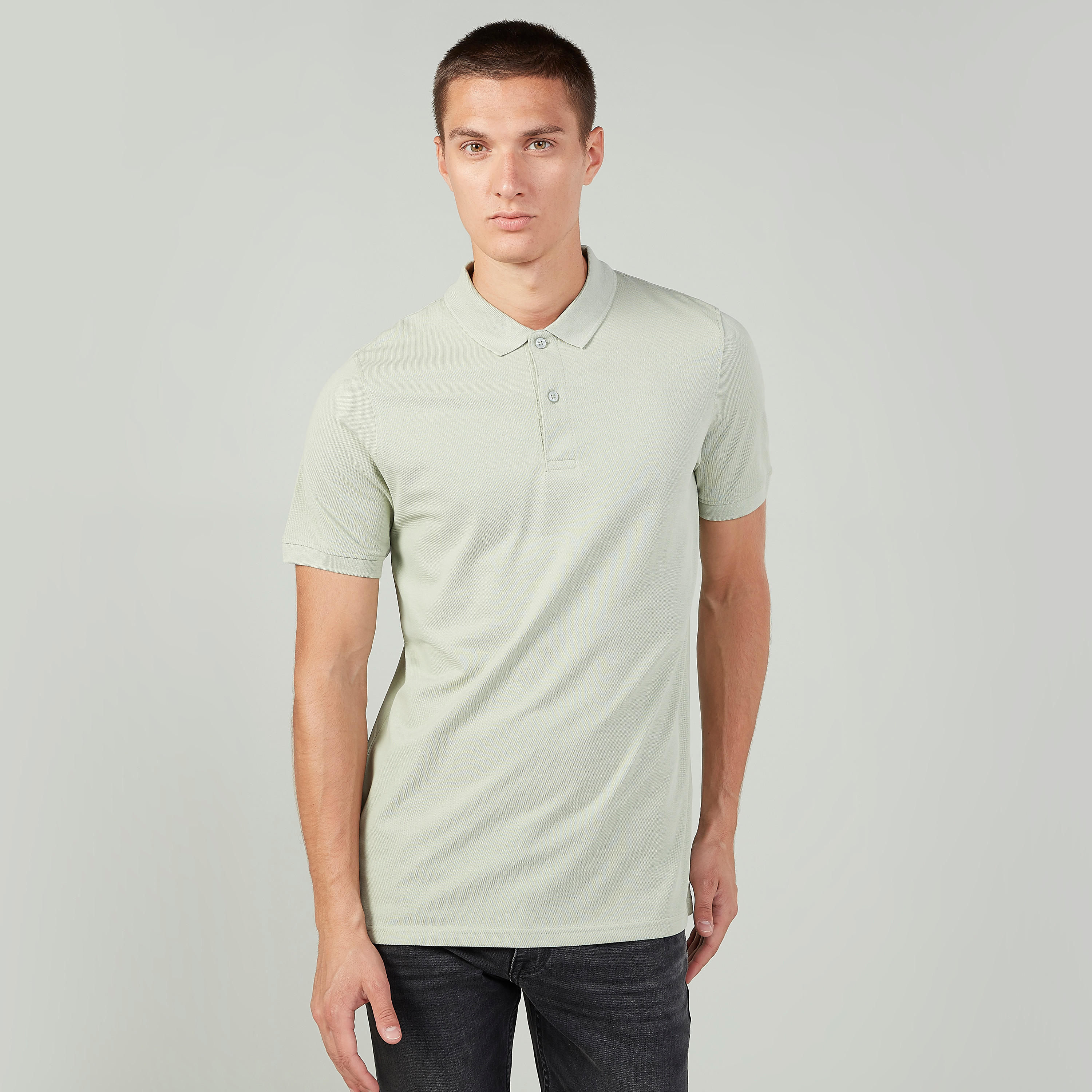 تيشيرت بولو سادة بأكمام قصيرة-men-clothing-tshirtsandpolos-polos-image-1