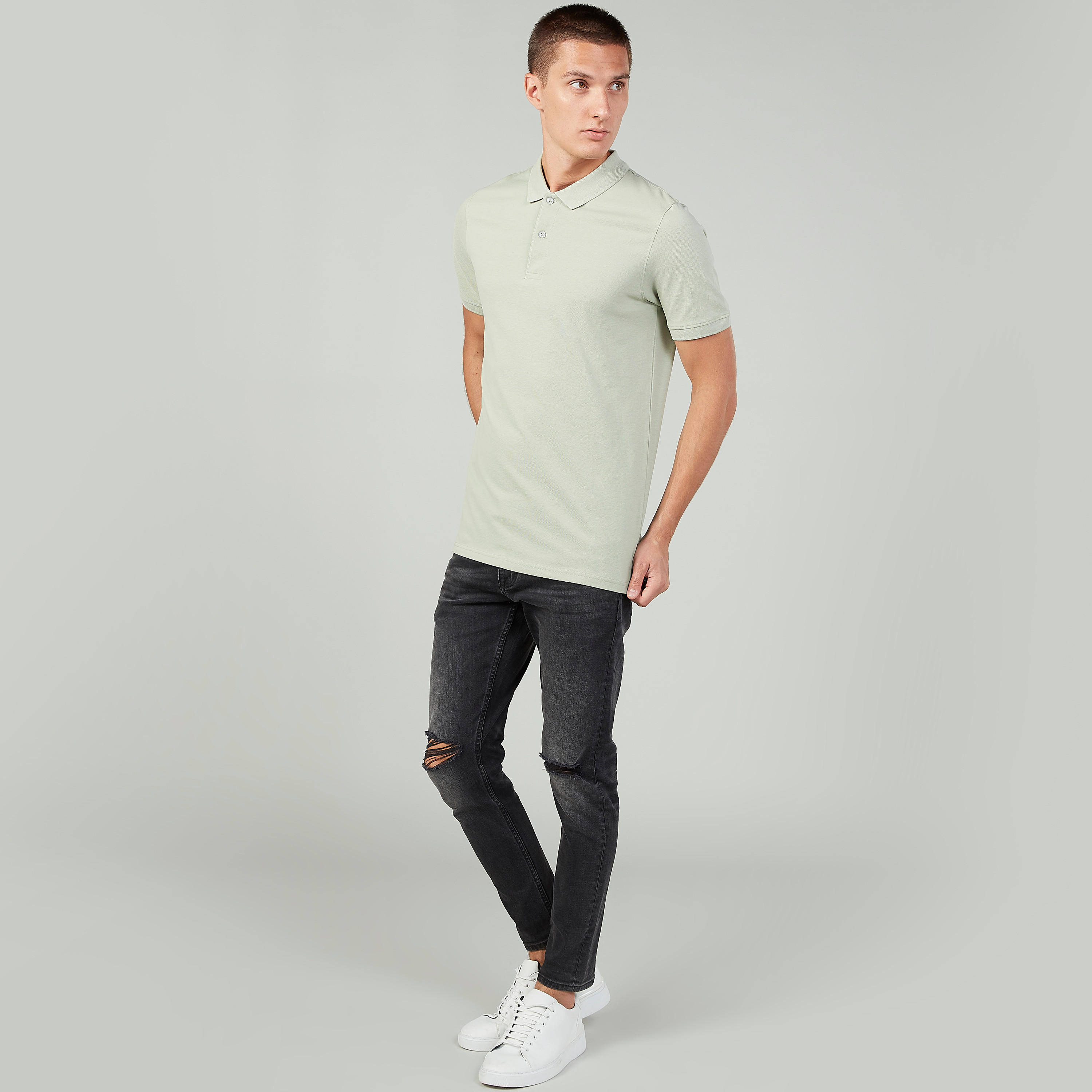 تيشيرت بولو سادة بأكمام قصيرة-men-clothing-tshirtsandpolos-polos-image-2